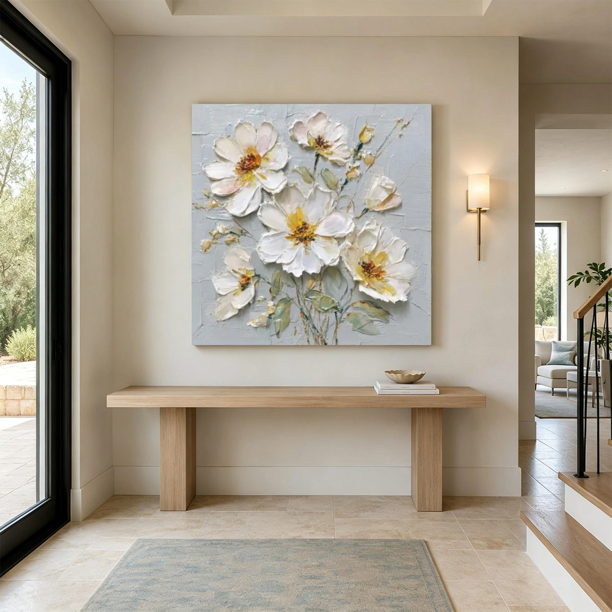 Tree And Flower Abstract Textured Wall Art #TF240