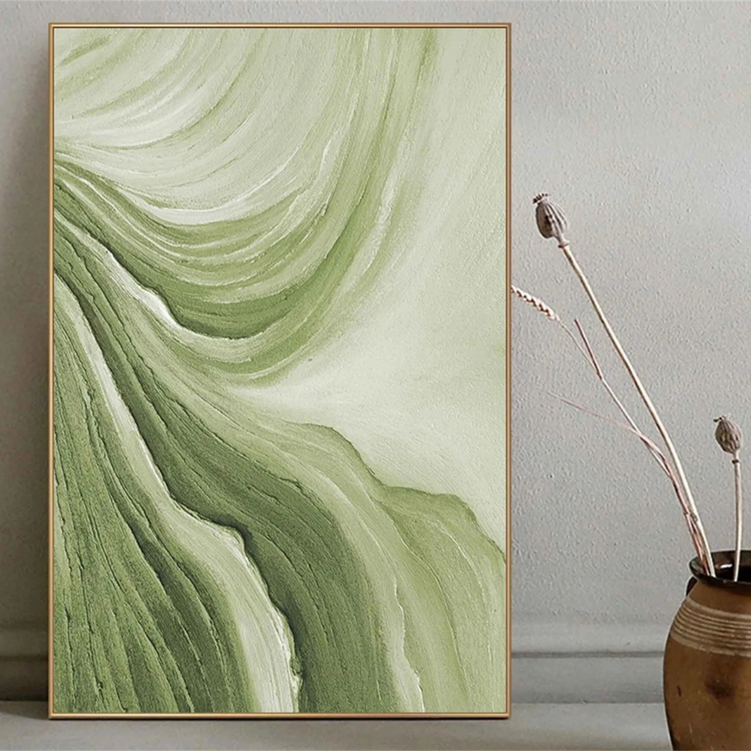 Green Textured Minimalist Wall Art #GT005