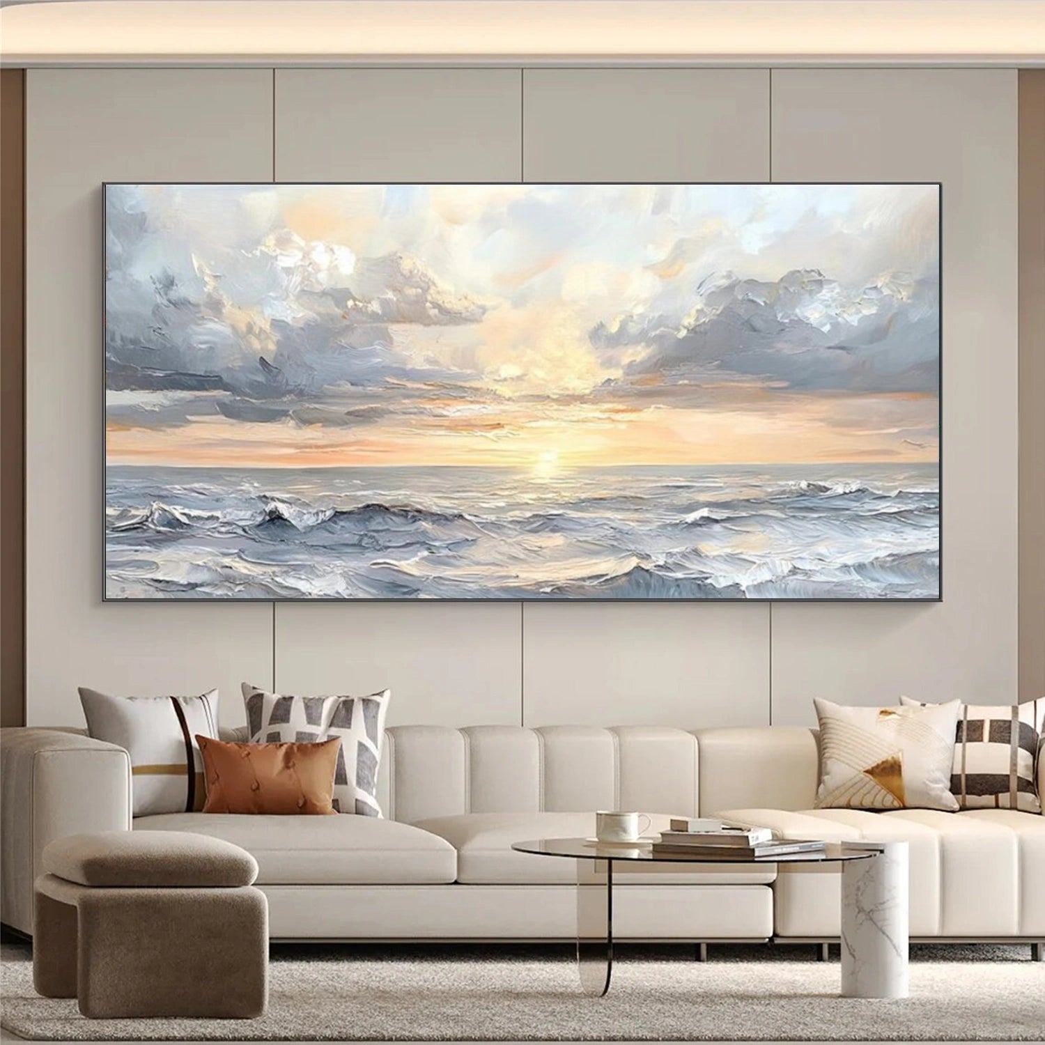 Sky And Ocean Abstract Textured Wall Art #SO350