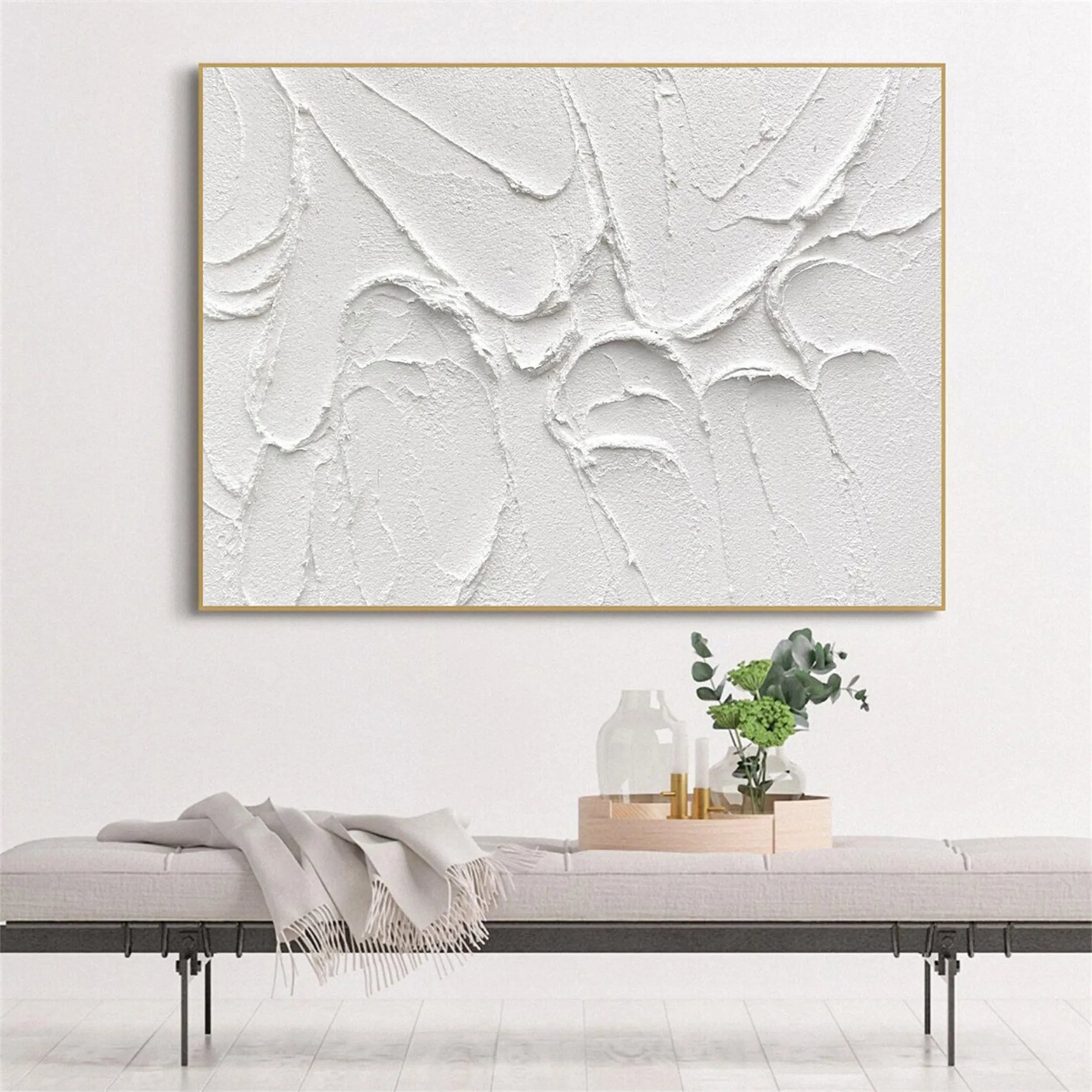 White Textured Minimalist Wall Art #WT098