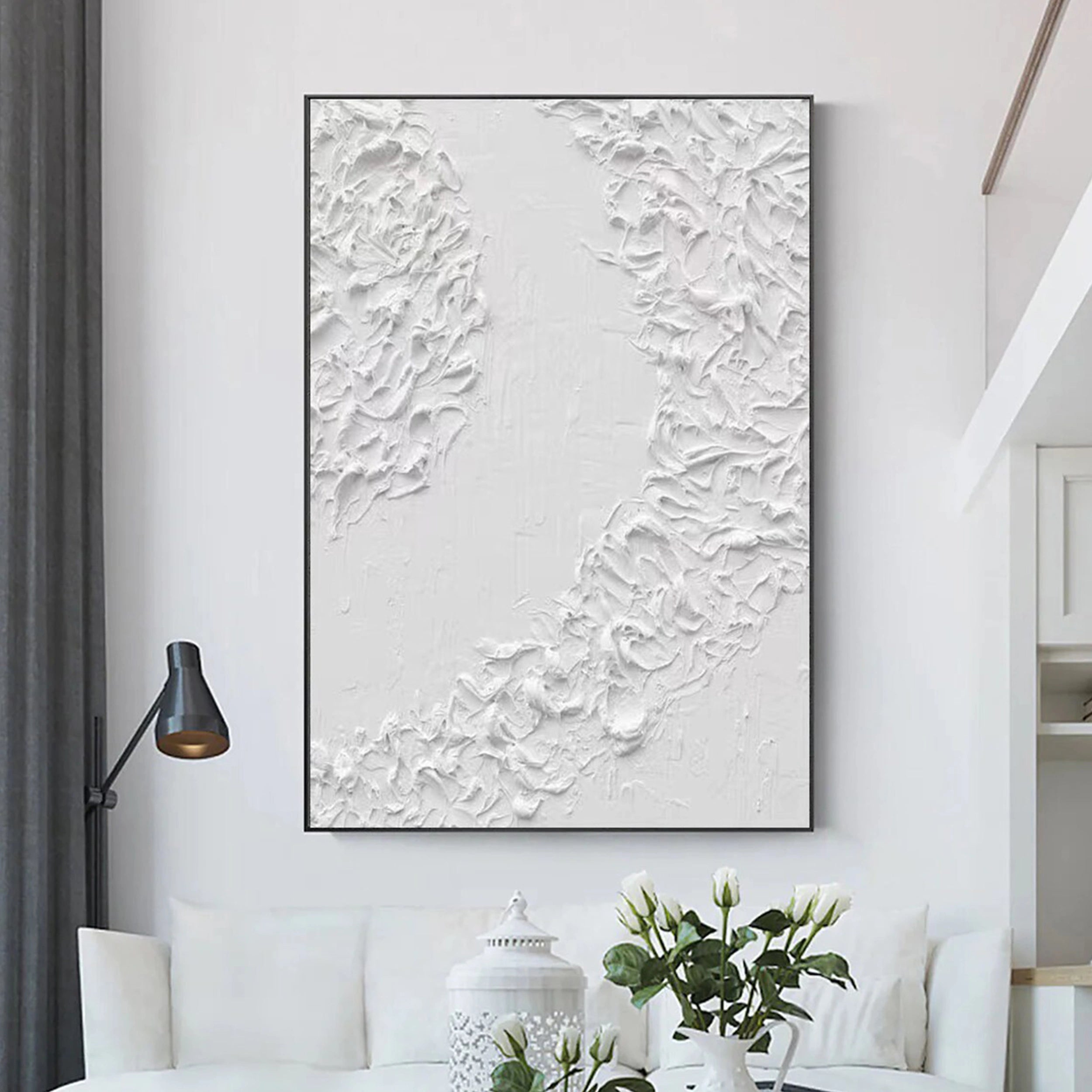 White Textured Minimalist Wall Art #WT057
