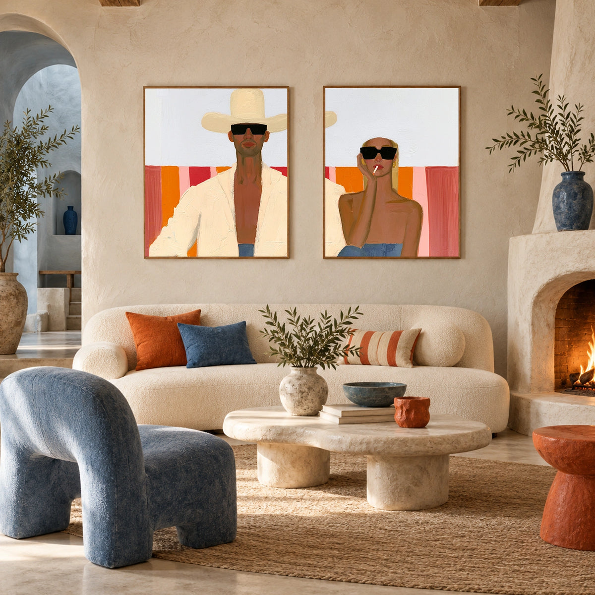 Abstract Portrait Wall Art Set of 2 #WP050