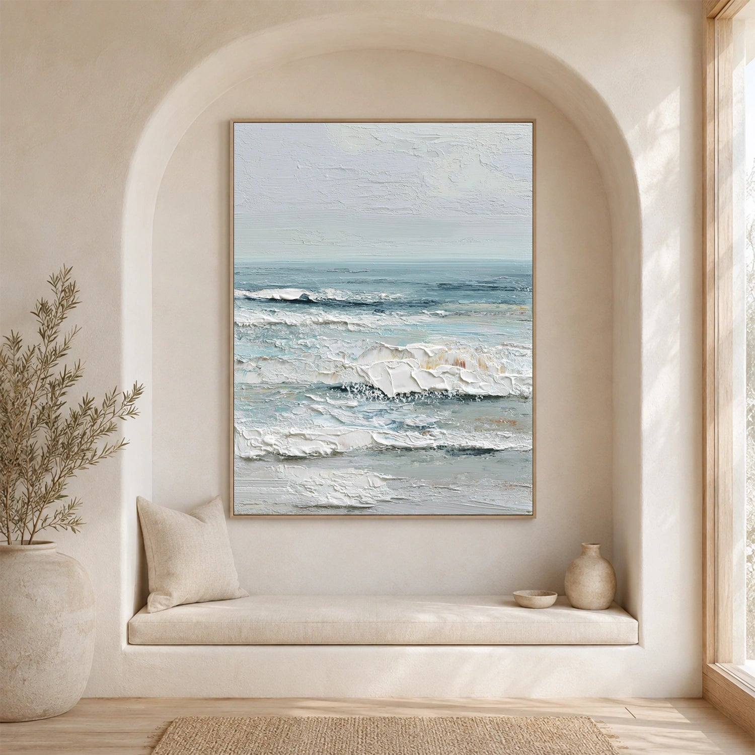 Sky And Ocean Abstract Textured Wall Art #SO443