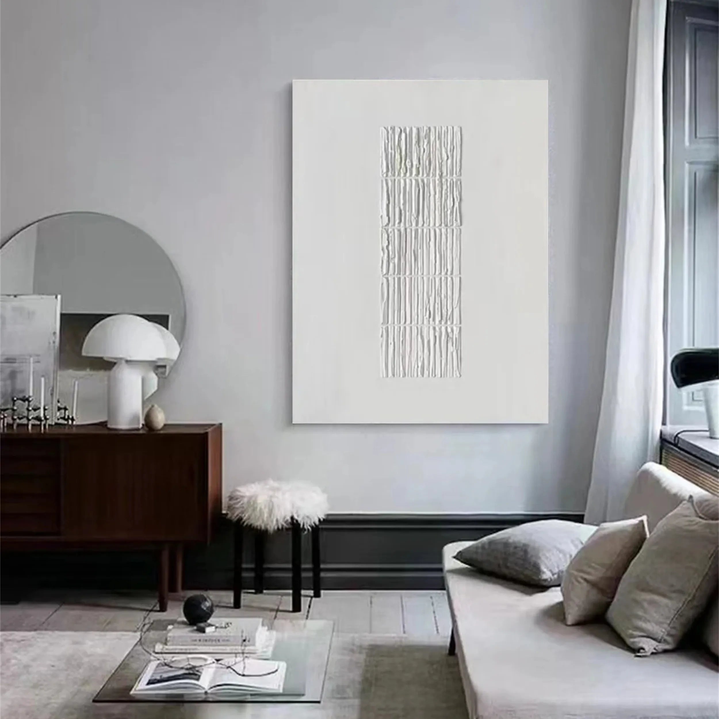 White Textured Minimalist Wall Art #WT111