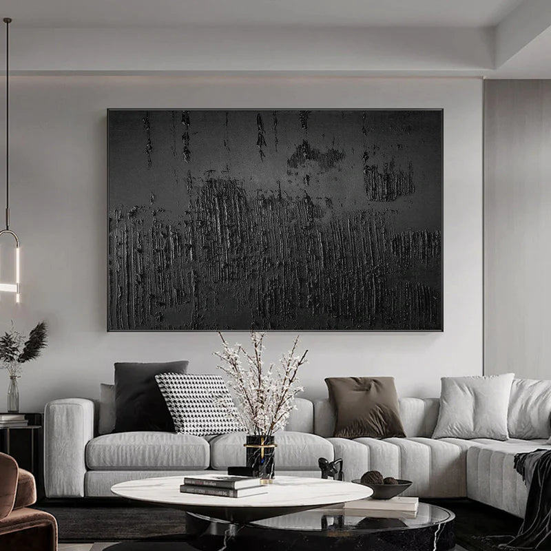 Black Textured Minimalist Wall Art #BT018