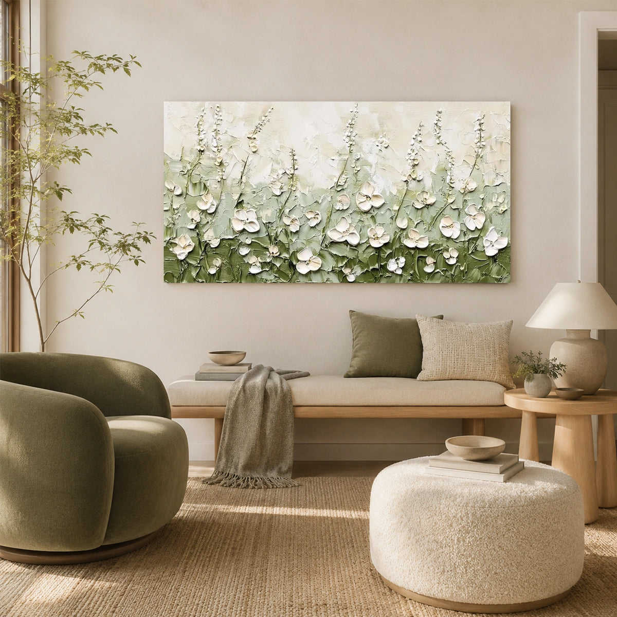 Tree And Flower Abstract Textured Wall Art #TF233