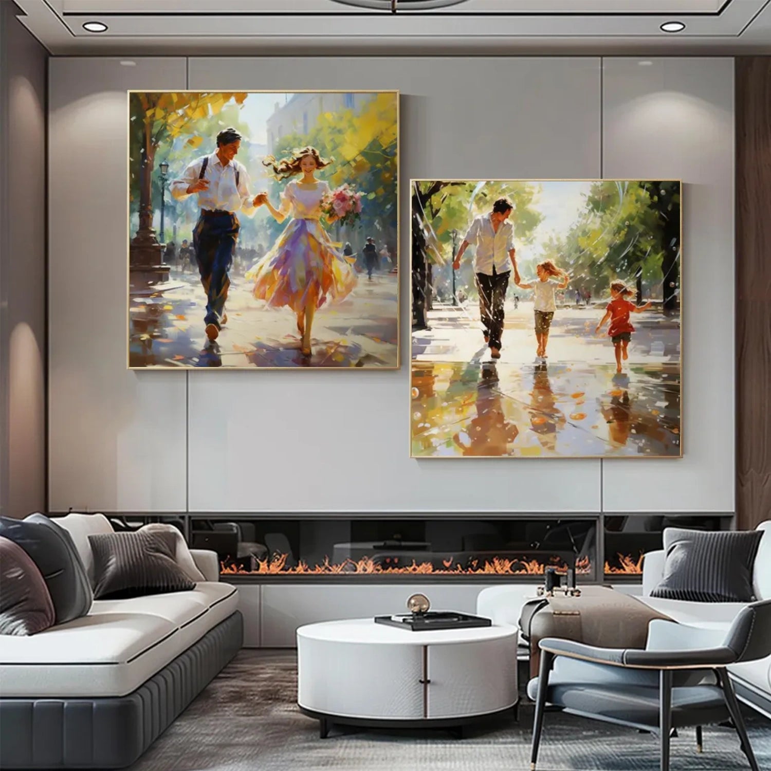 Colorful Abstract Portrait Textured Wall Art Set of 2 #WP012