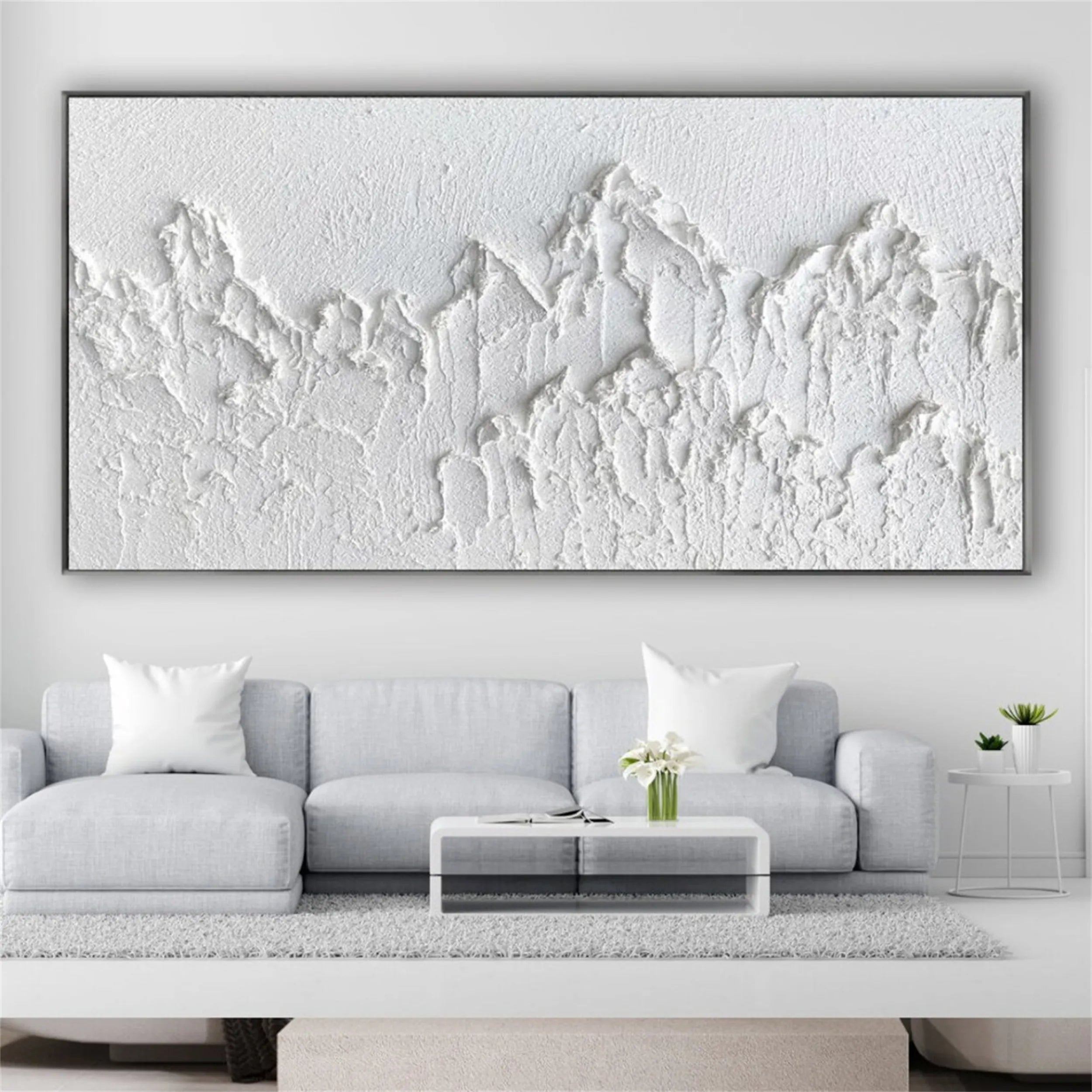White Textured Minimalist Wall Art #WT097