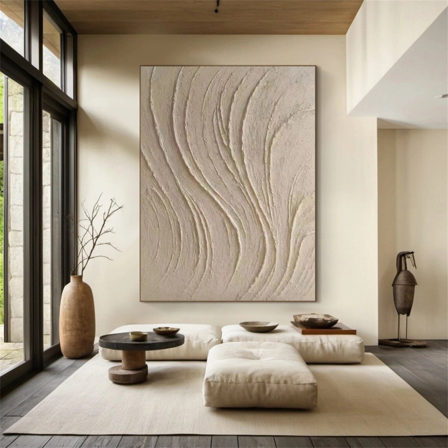 Beige & Brown Textured Minimalist Wall Art #BM039