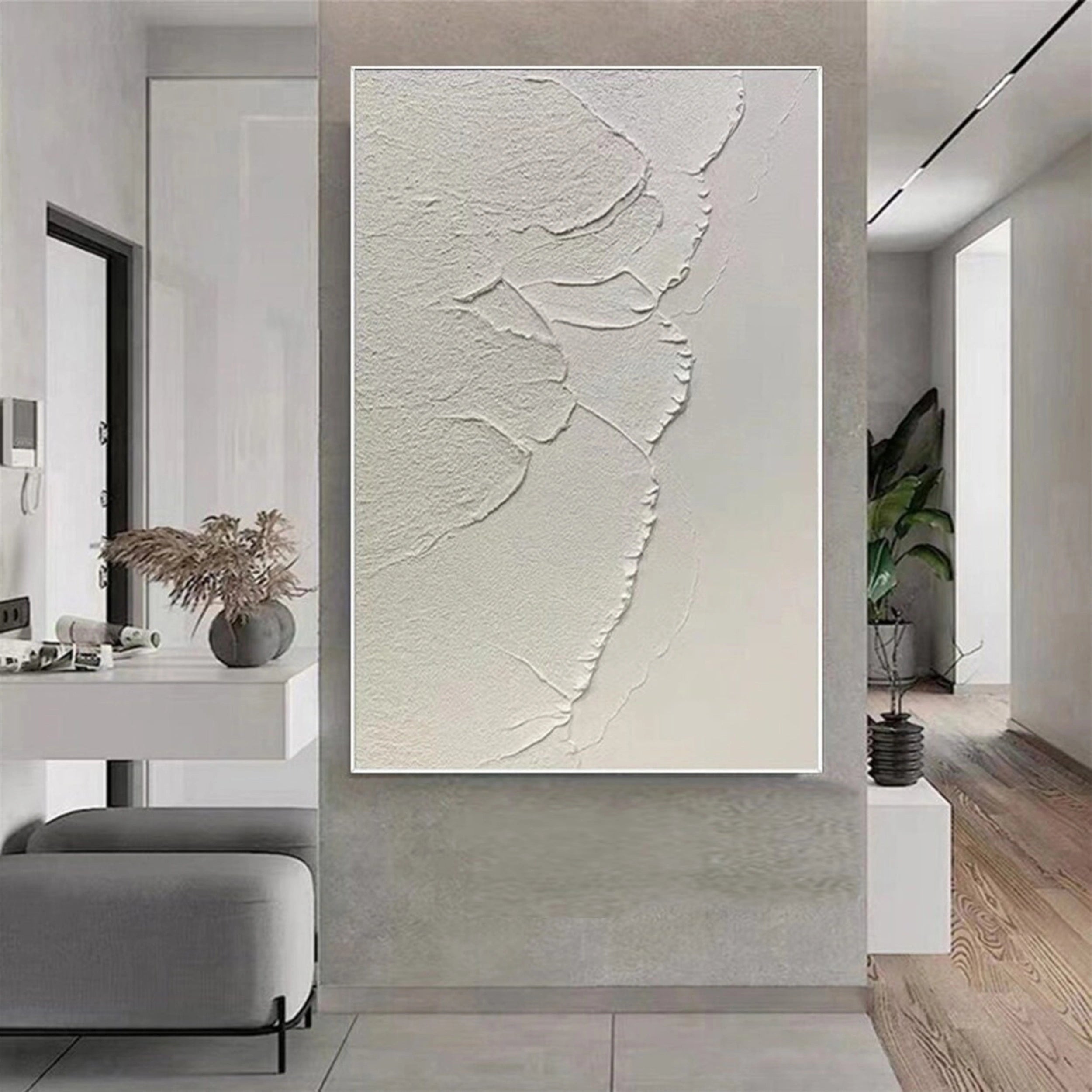White Textured Minimalist Wall Art #WT074
