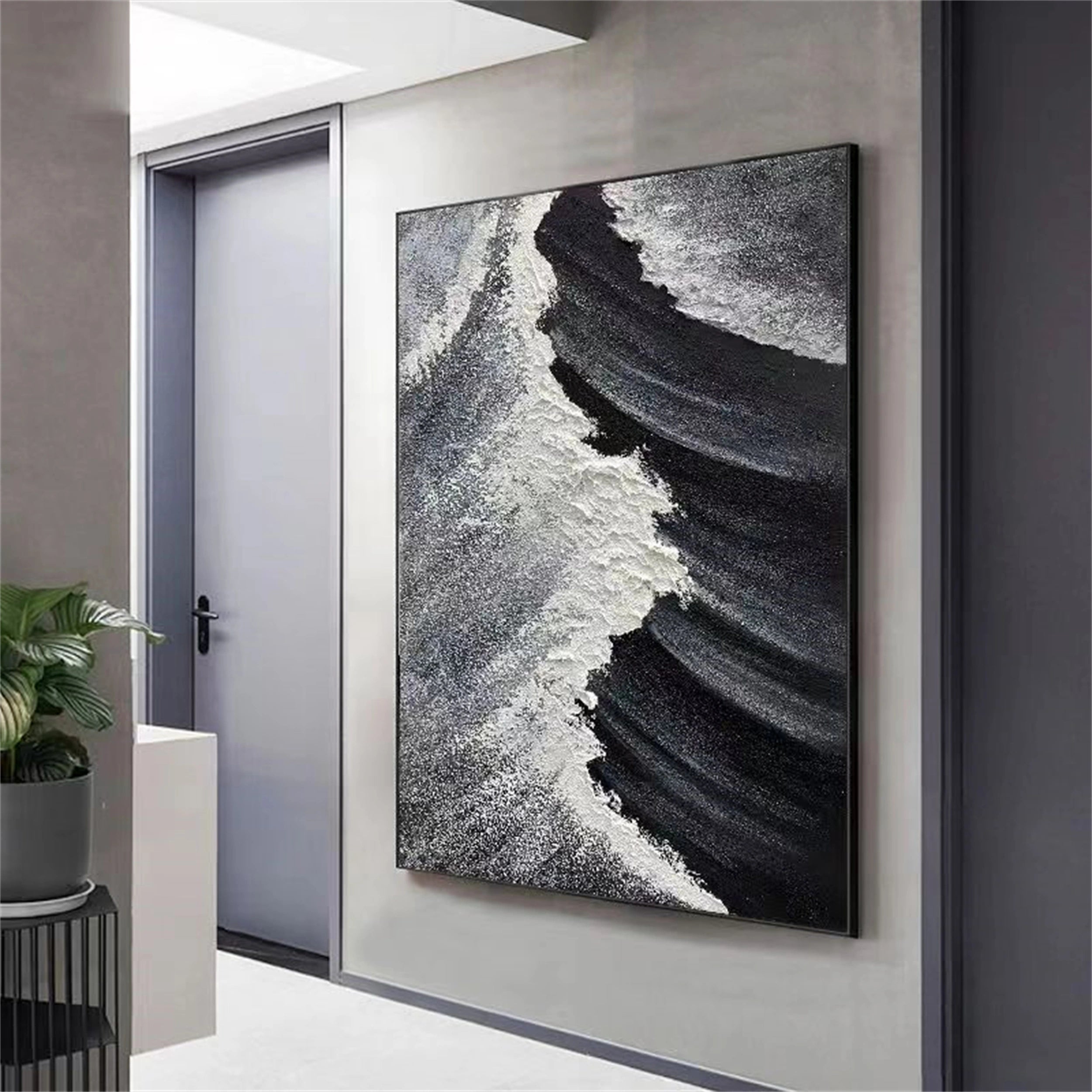 Black Textured Minimalist Wall Art #BT044