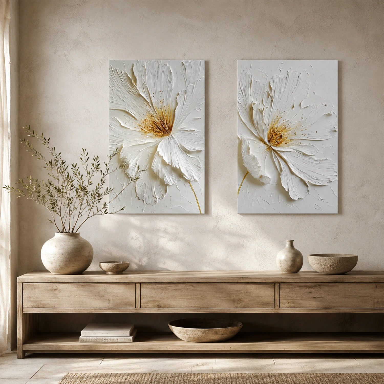 Flower Abstract Textured Wall Art Set of 2 #TF219