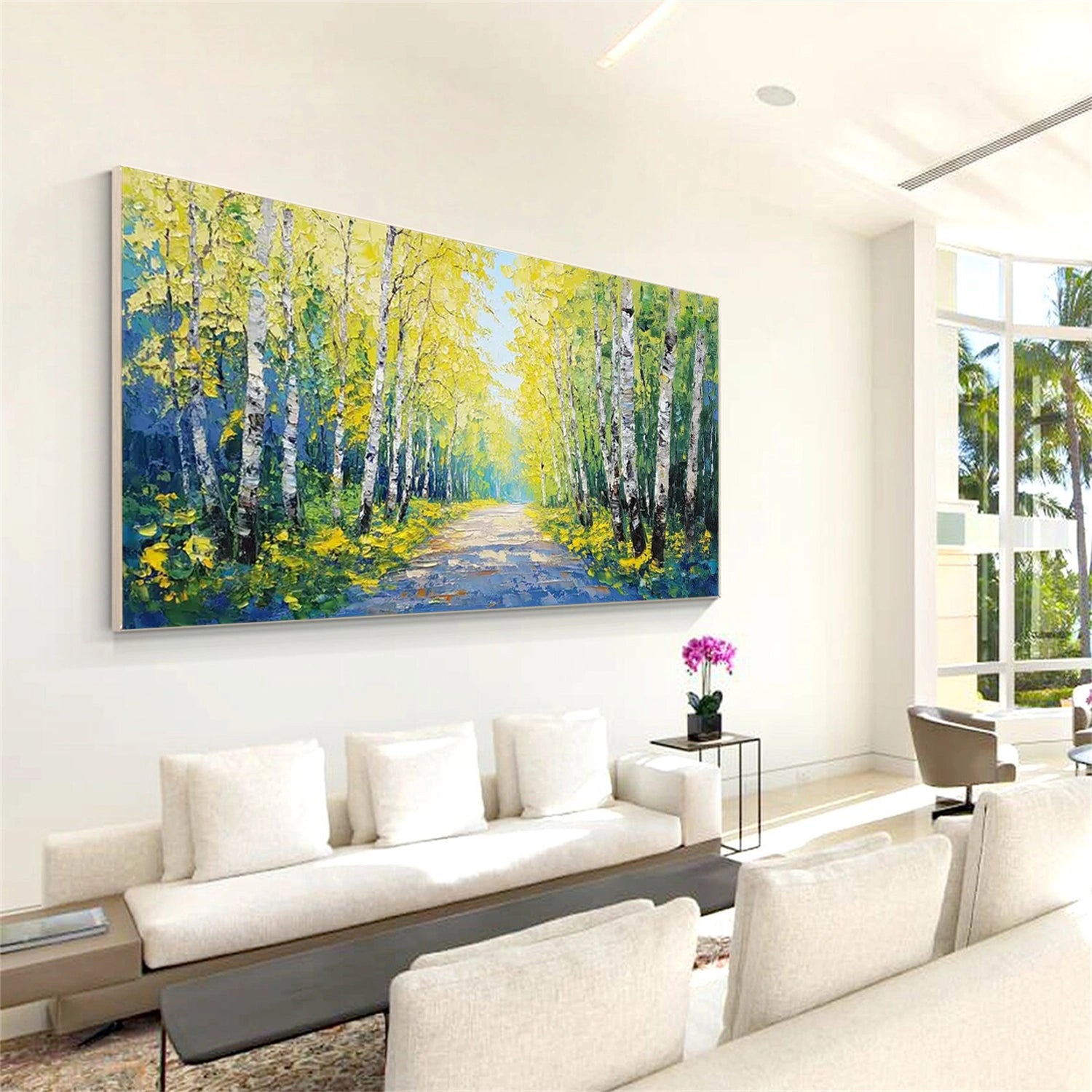 Tree And Flower Abstract Textured Wall Art #TF117