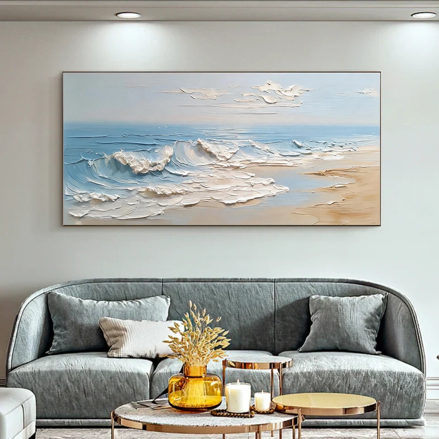 Sky And Ocean Abstract Textured Wall Art #SO412