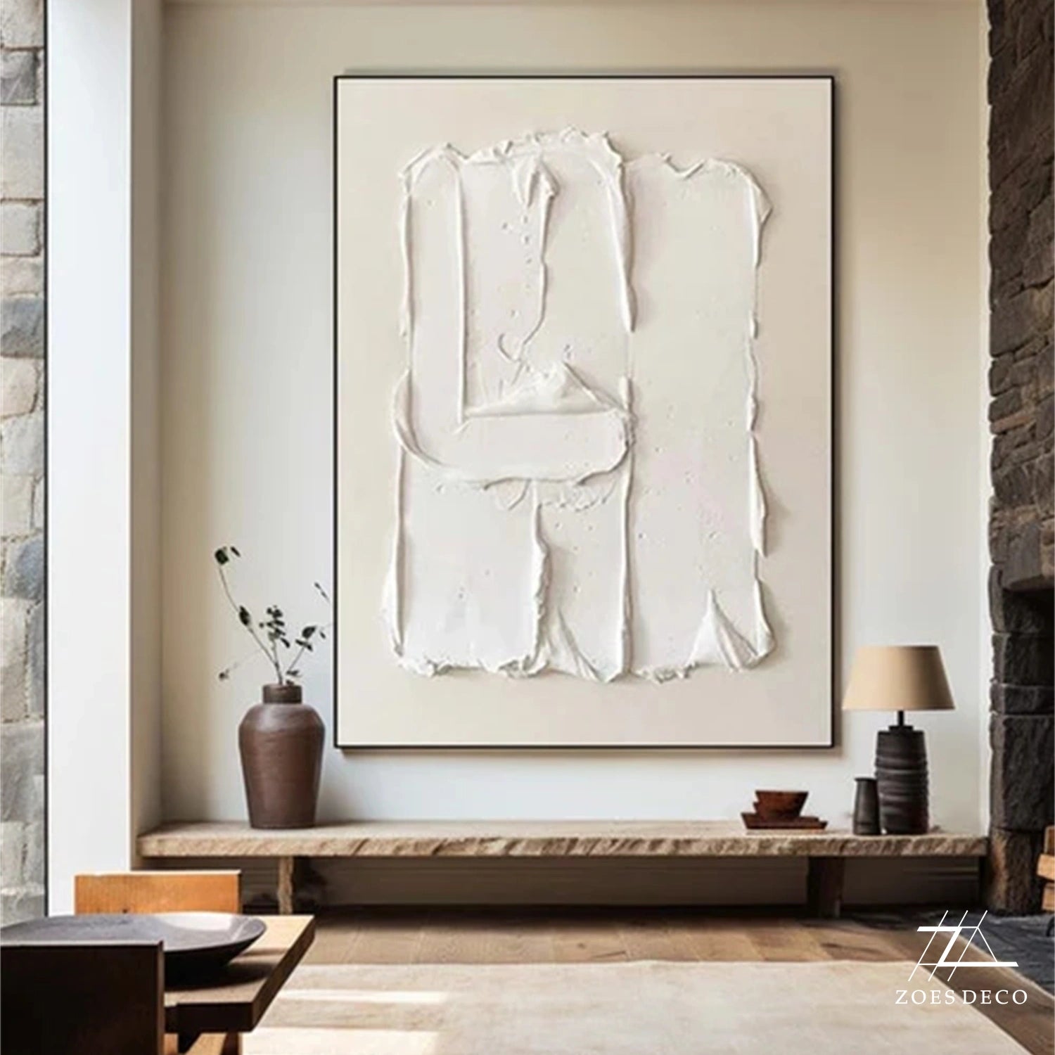 White Textured Minimalist Wall Art #WT176