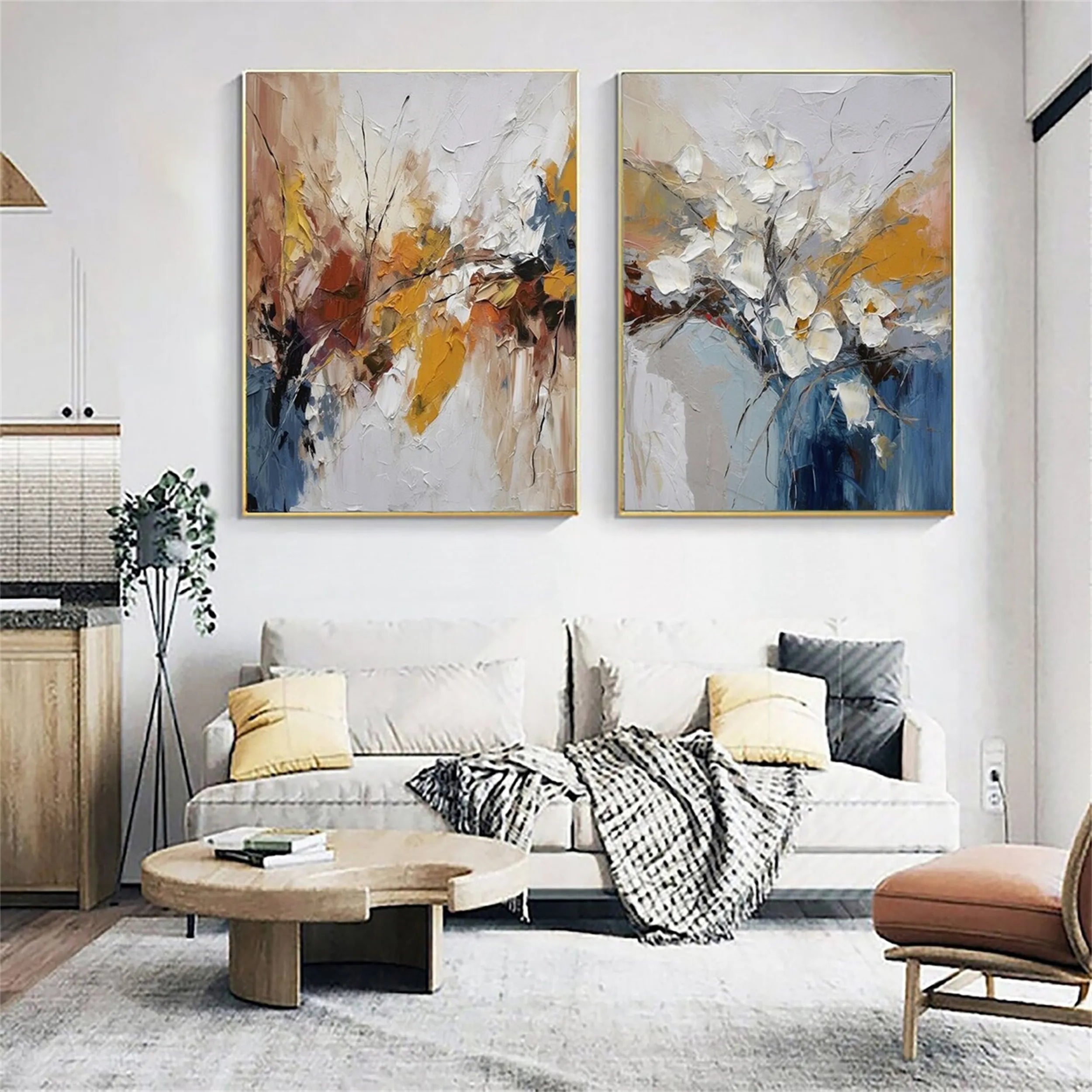 Colorful Tree And Flower Painting Set of 2 #TF013