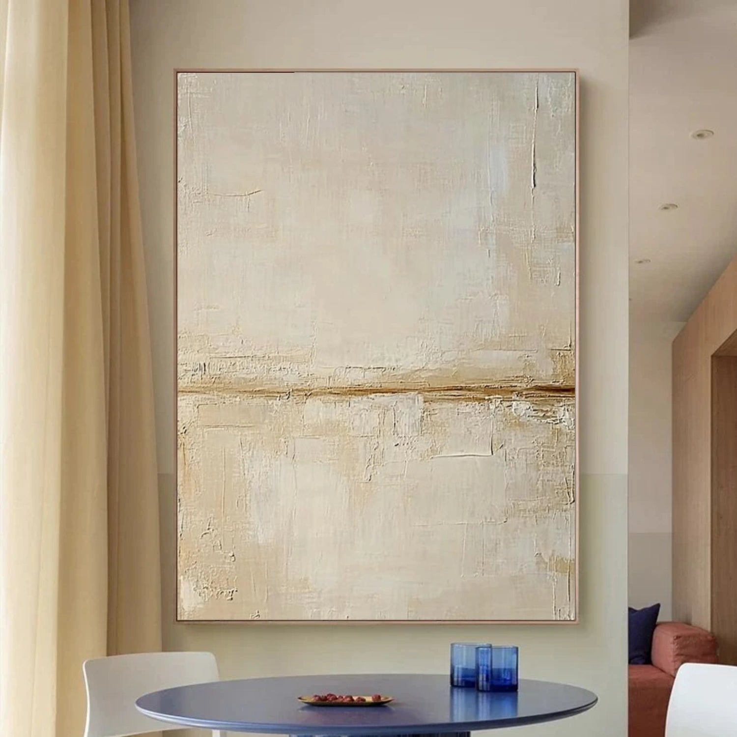 Beige and Brown Wabi Sabi Abstract Canvas Art #WA218