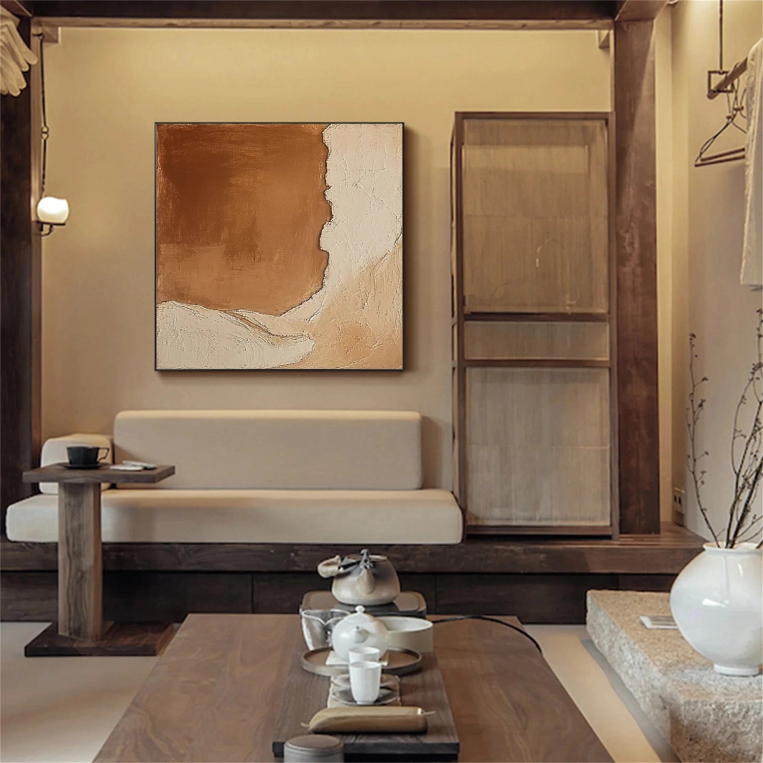 Beige and Brown Textured Minimalist Wall Art #WT217