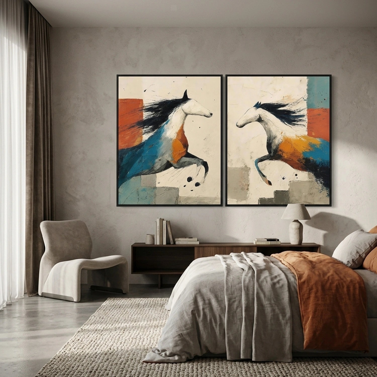 Abstract Animal Art Horse Wall Art Set of 2 #AT090