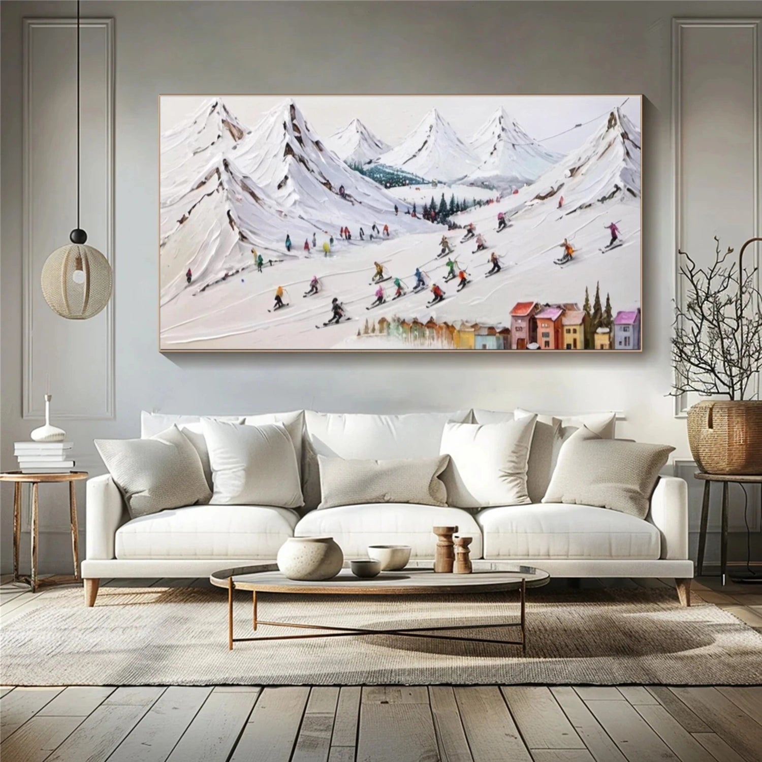 Skiing Sport Textured Wall Art #BA023