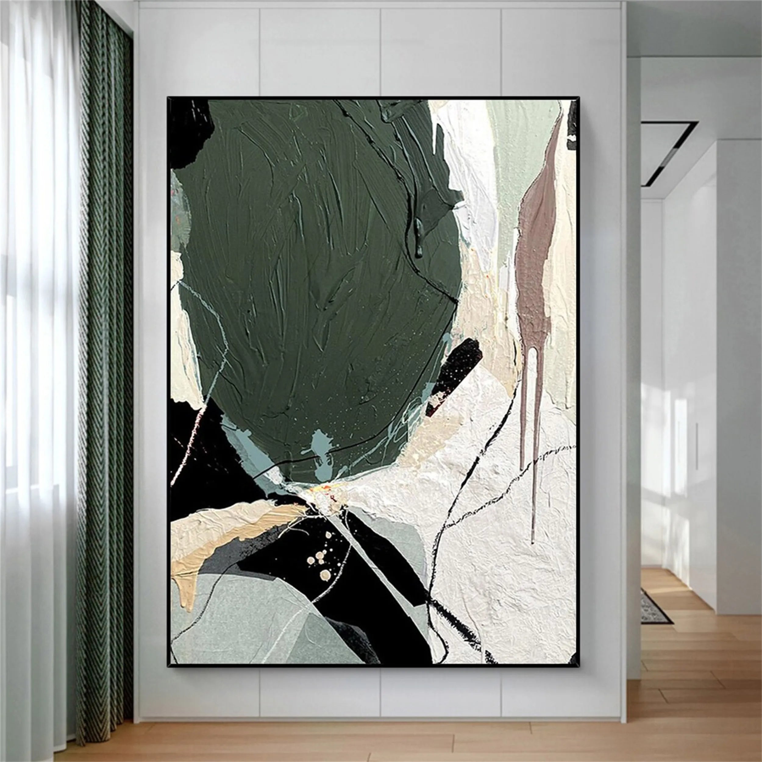 Green Textured Minimalist Wall Art #GT006