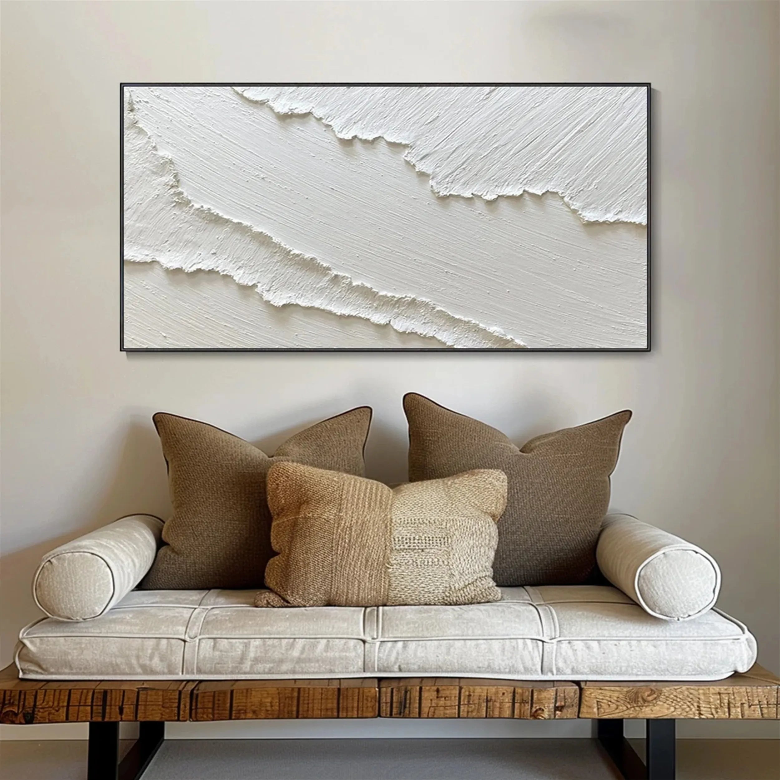 White Textured Minimalist Wall Art #WT095
