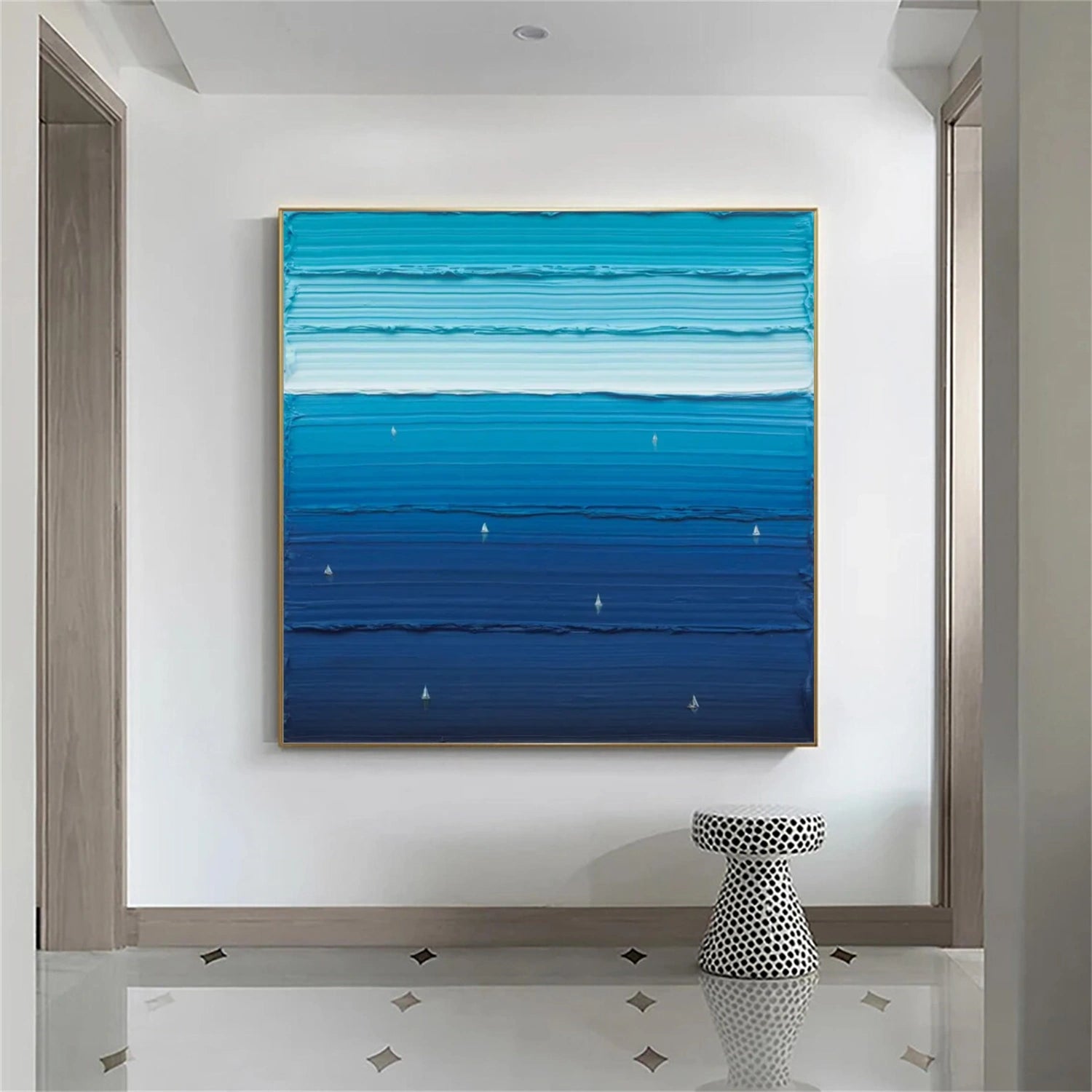 Blue Sky And Ocean Abstract Textured Wall Art #SO265
