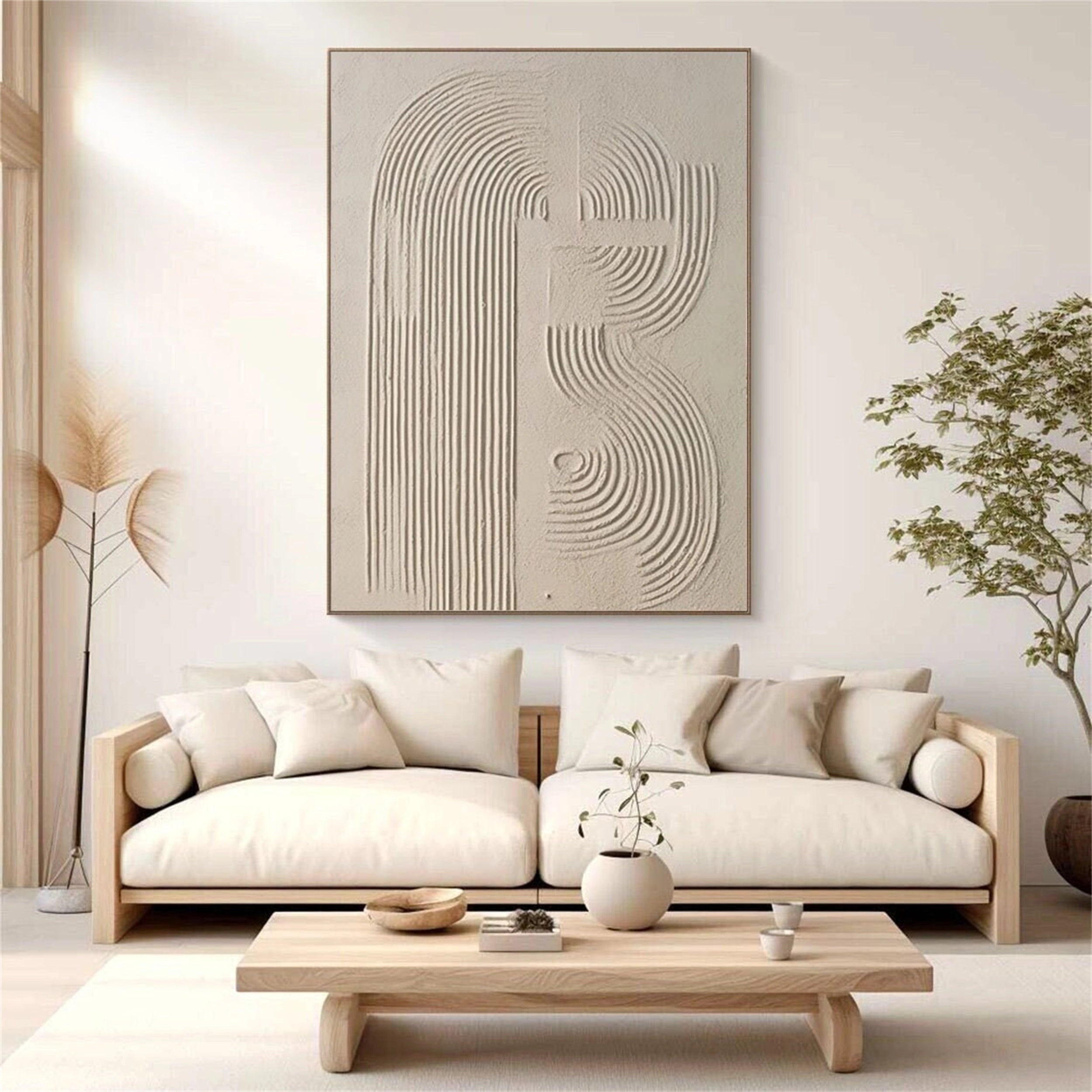 Beige & Brown Textured Minimalist Wall Art #BM025