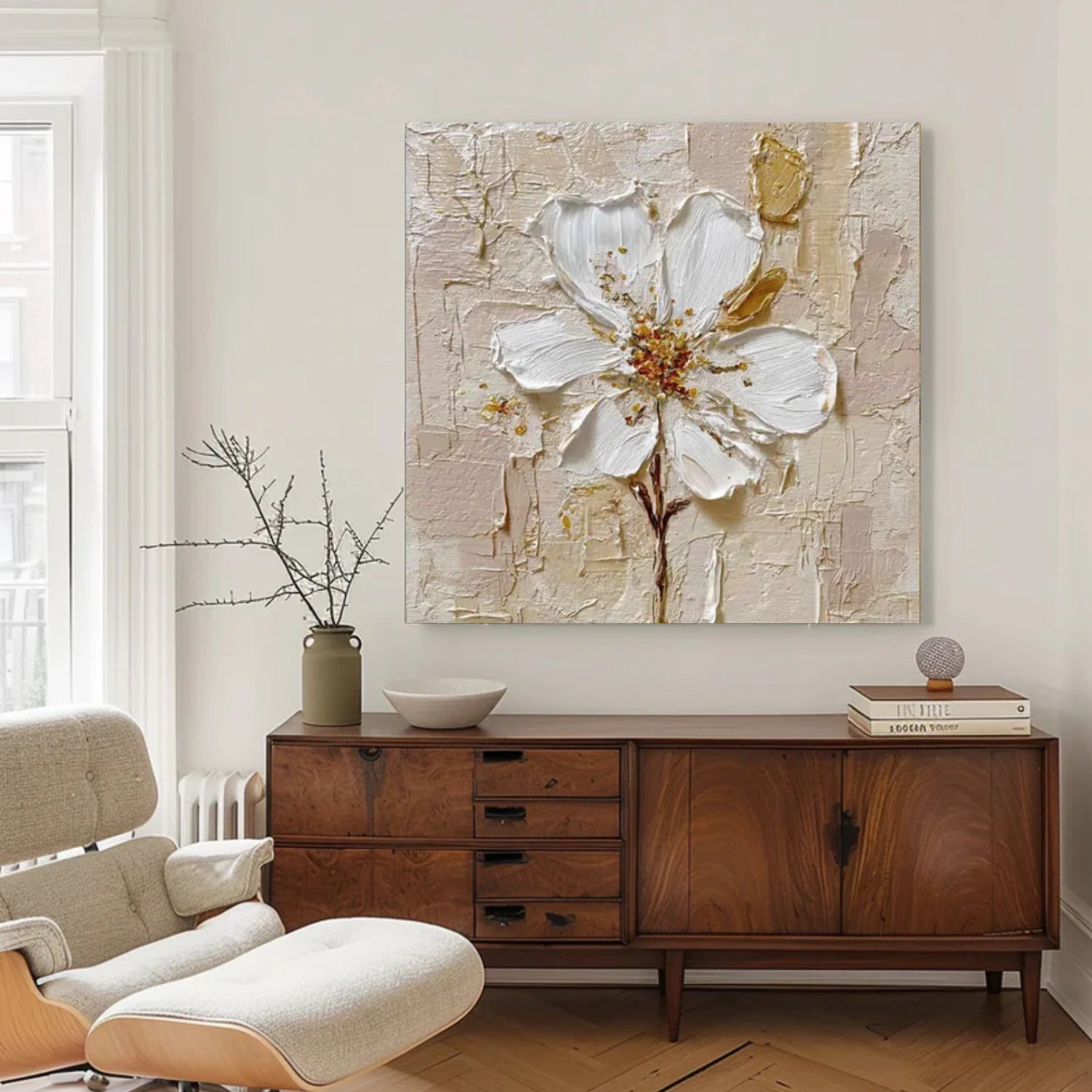 Tree And Flower Abstract Textured Wall Art #TF144