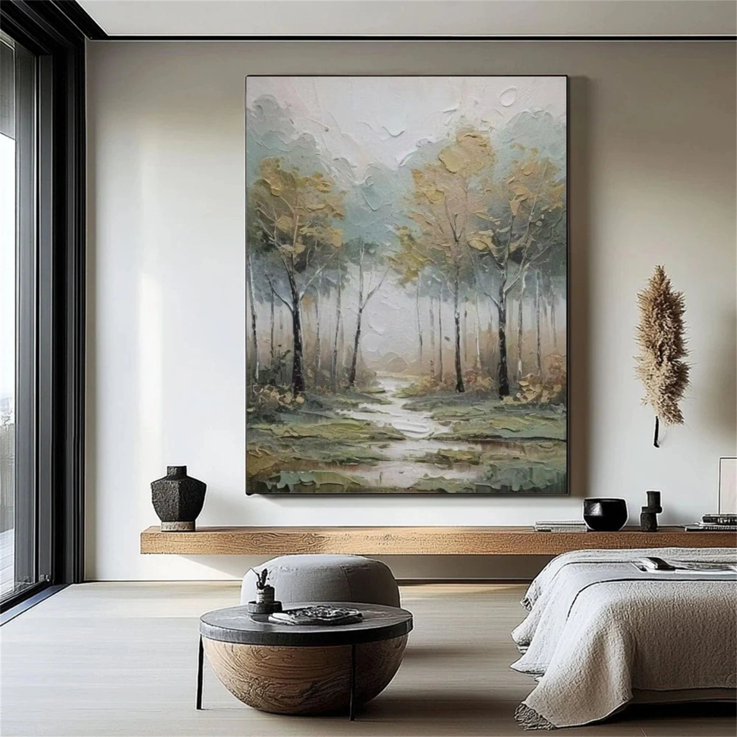 Tree And Flower Abstract Textured Wall Art #TF175