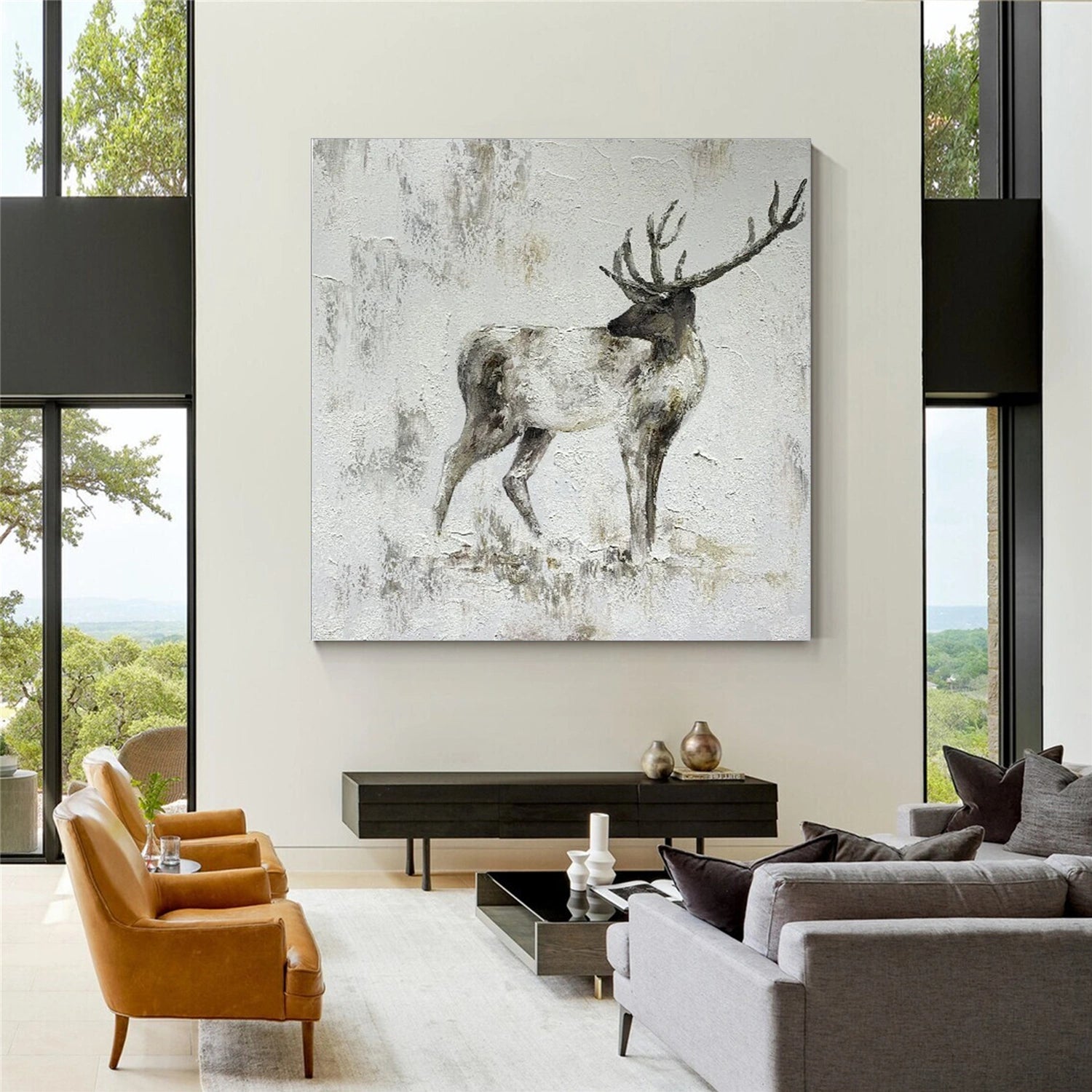 Abstract Animal Art Cervus elaphus Wall Art #AT038