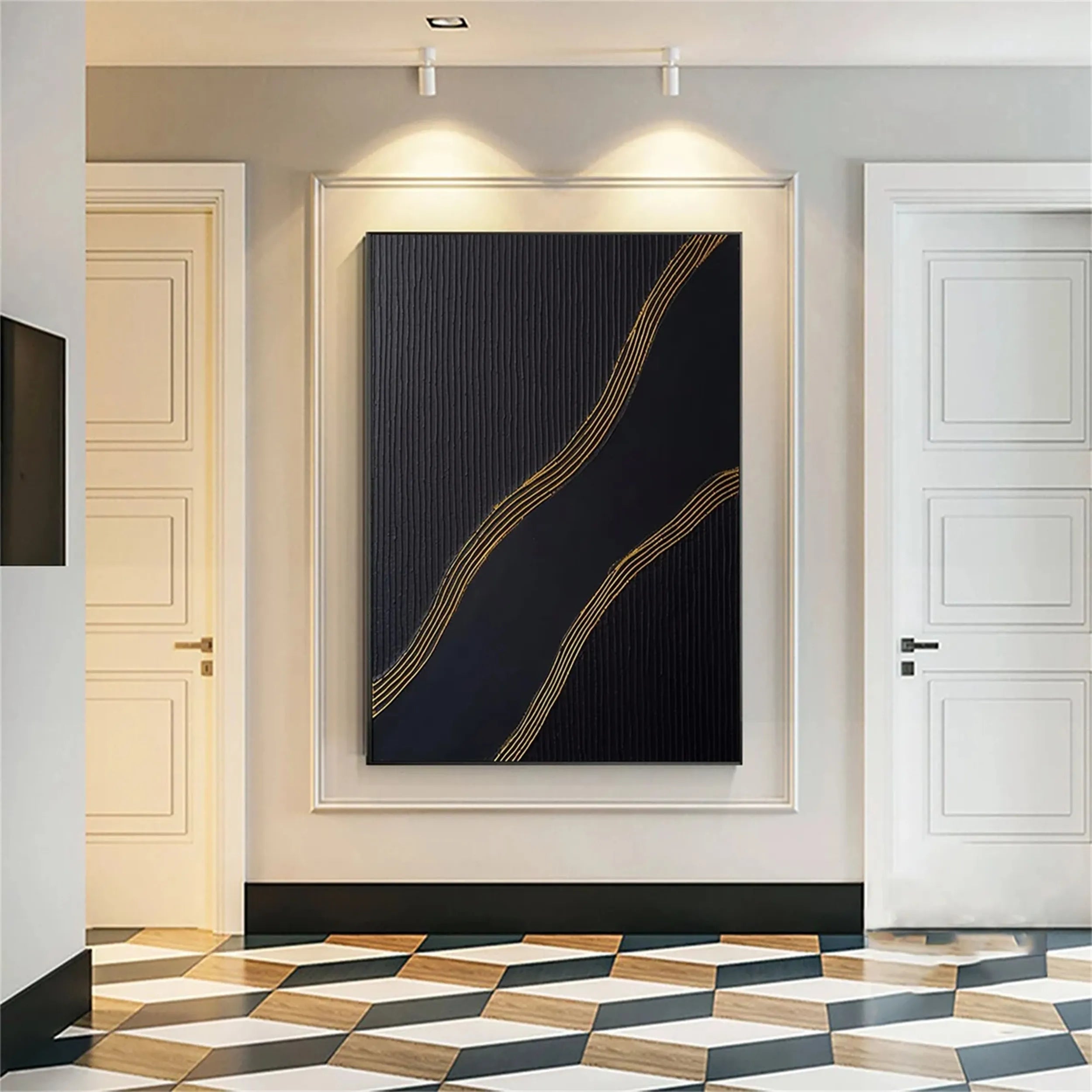 Black Textured Minimalist Wall Art #BT057