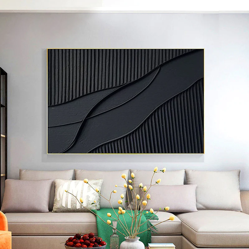 Black Textured Minimalist Wall Art #BT022