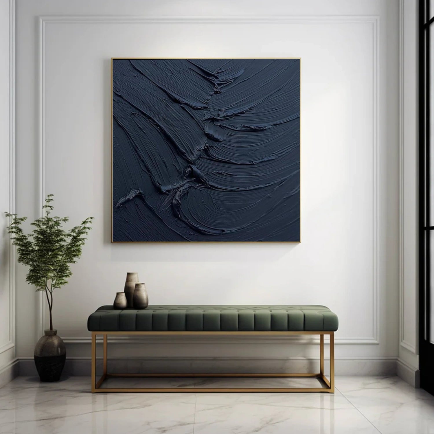 Black Minimalist Textured Canvas Art #BT094