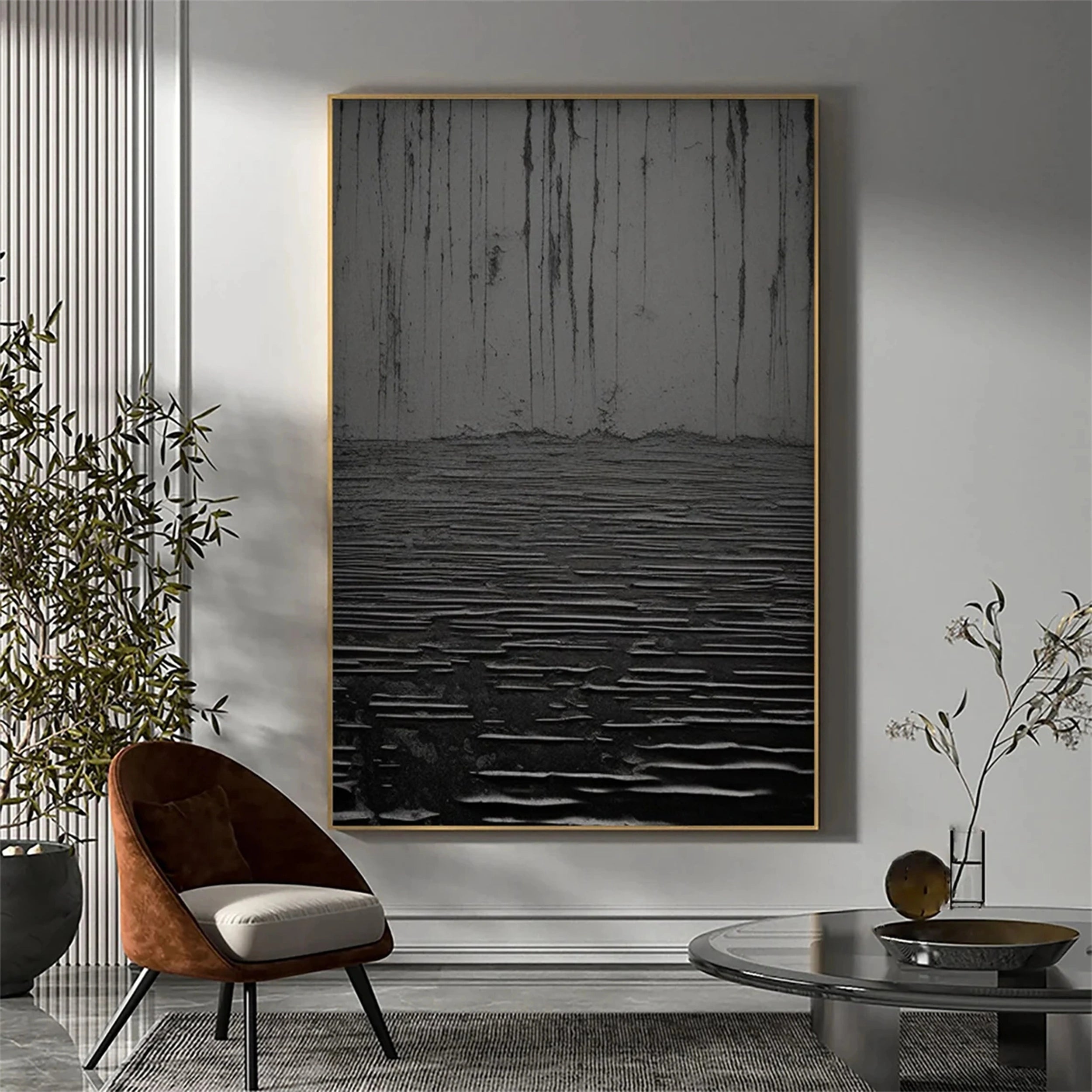 Black Textured Minimalist Wall Art #BT041