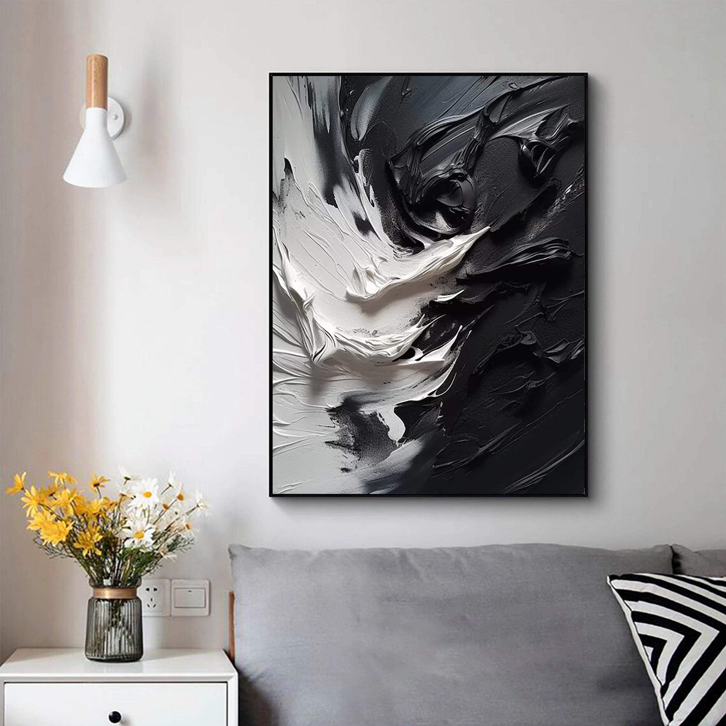 Black Textured Minimalist Wall Art #BT032