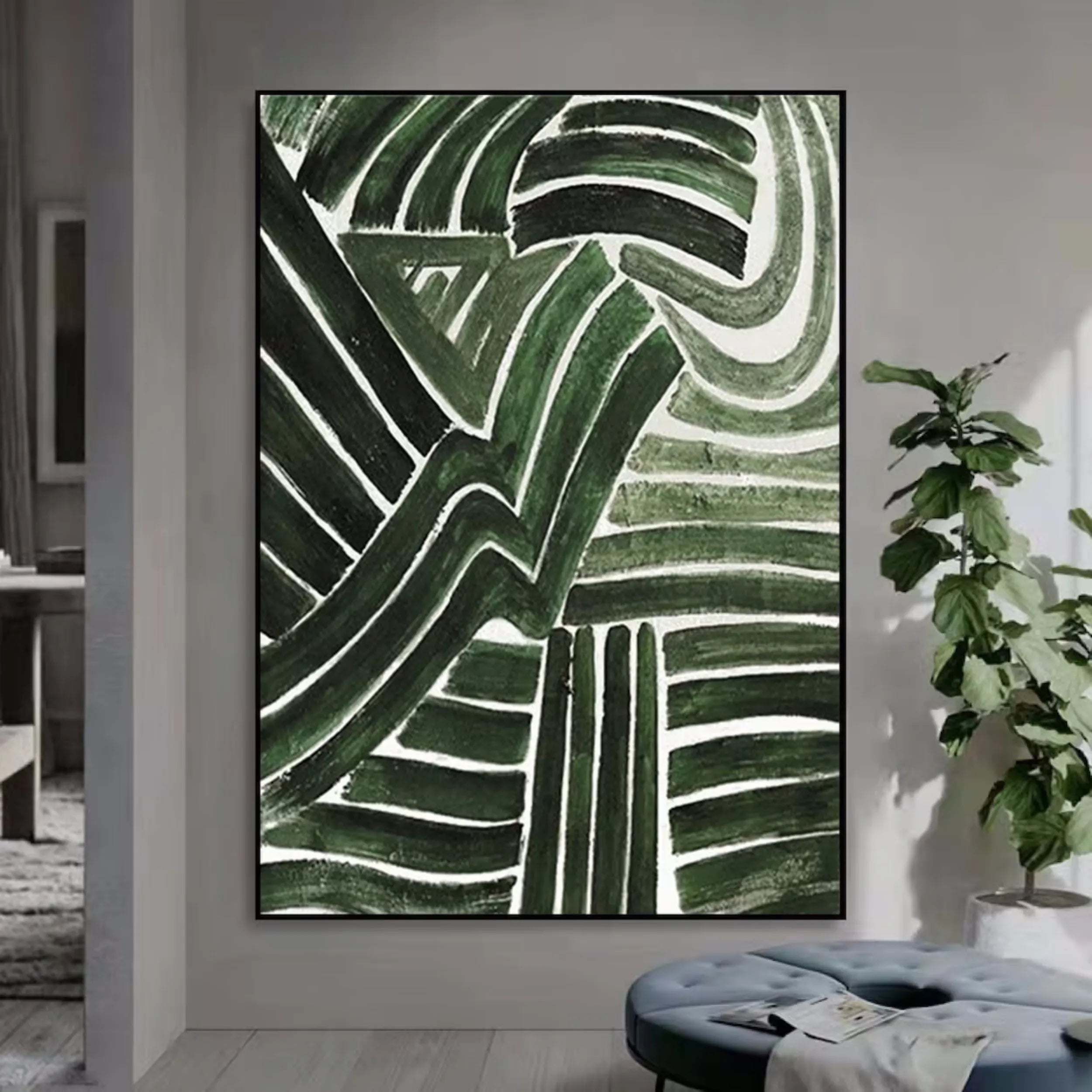 Green Textured Minimalist Wall Art #GT025