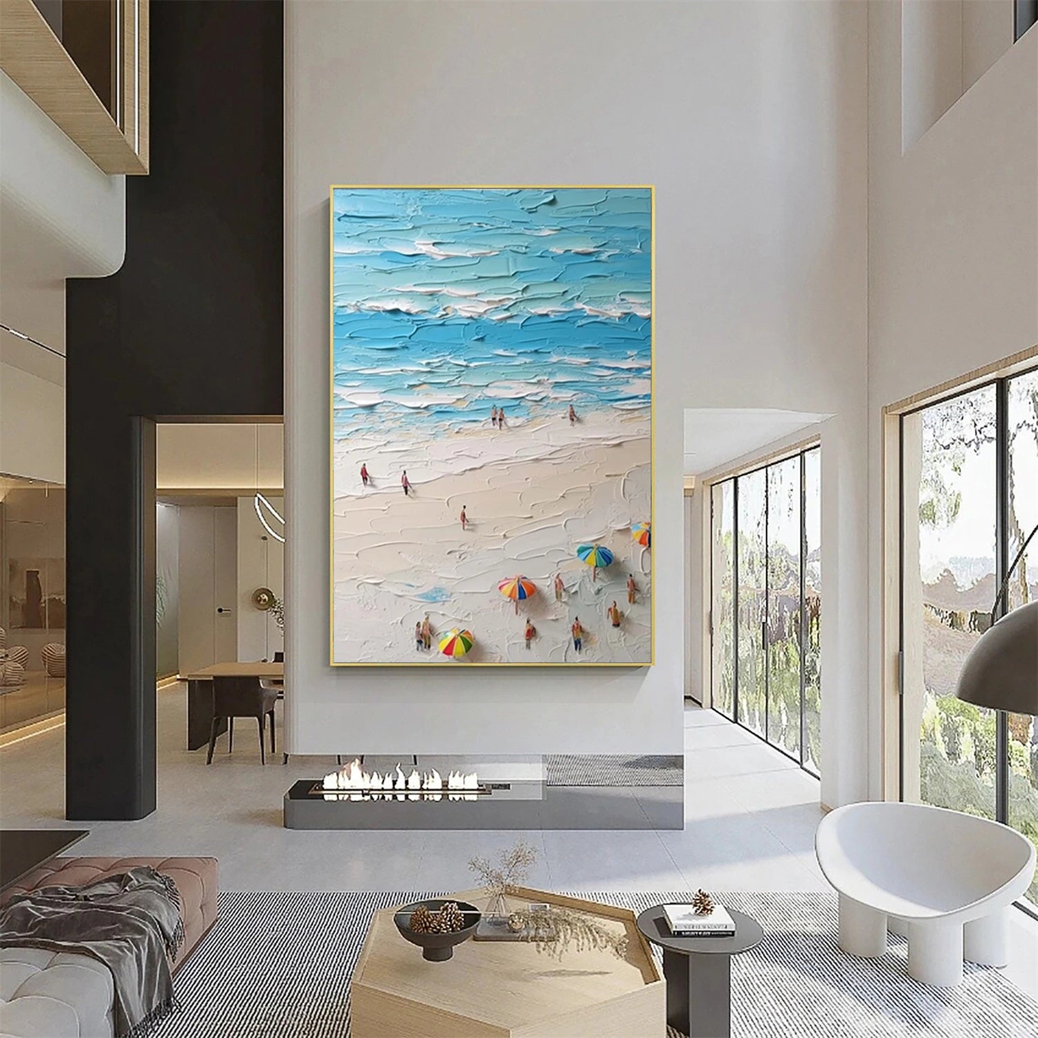 Sky And Ocean Abstract Textured Wall Art #SO274