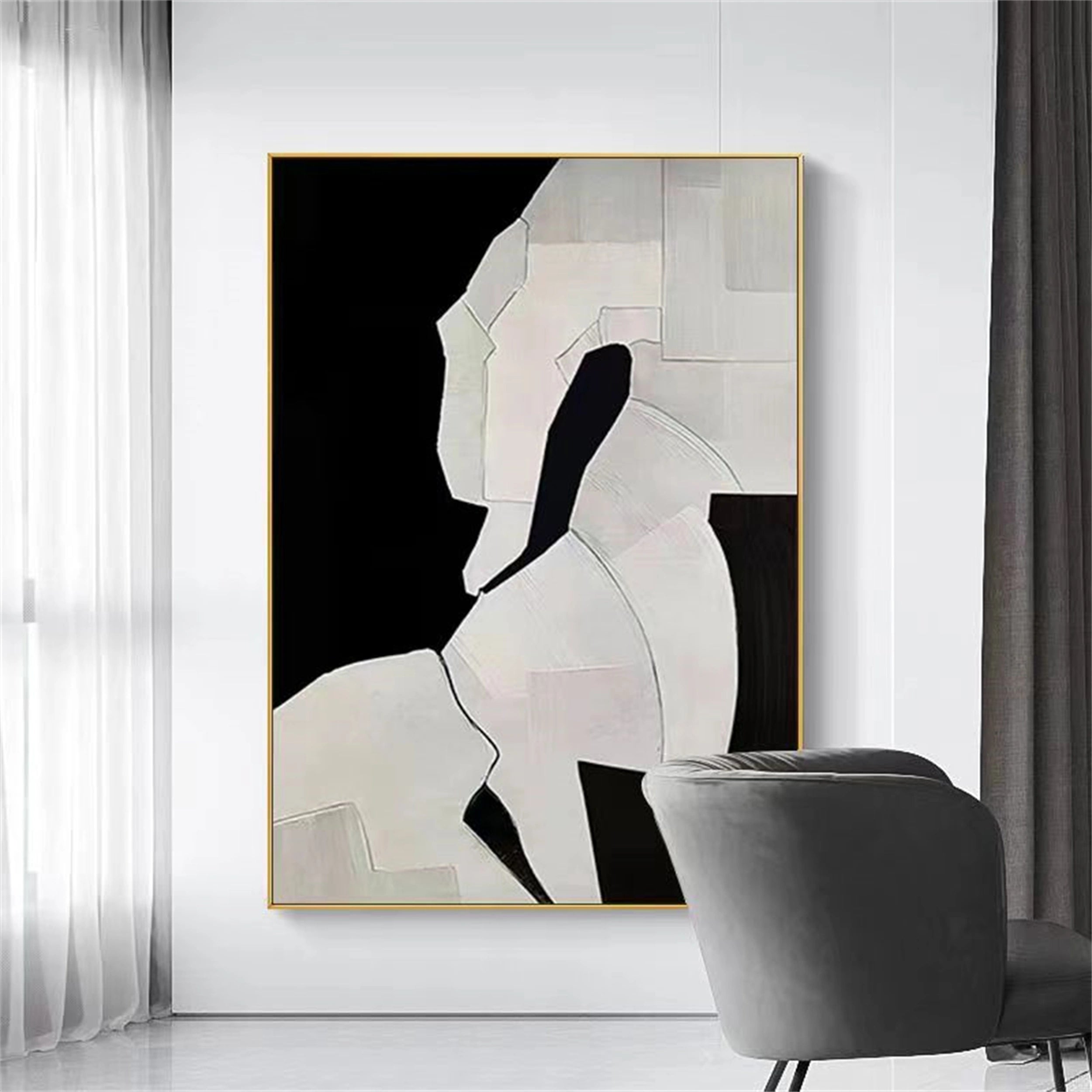 Black Textured Minimalist Wall Art #BT045