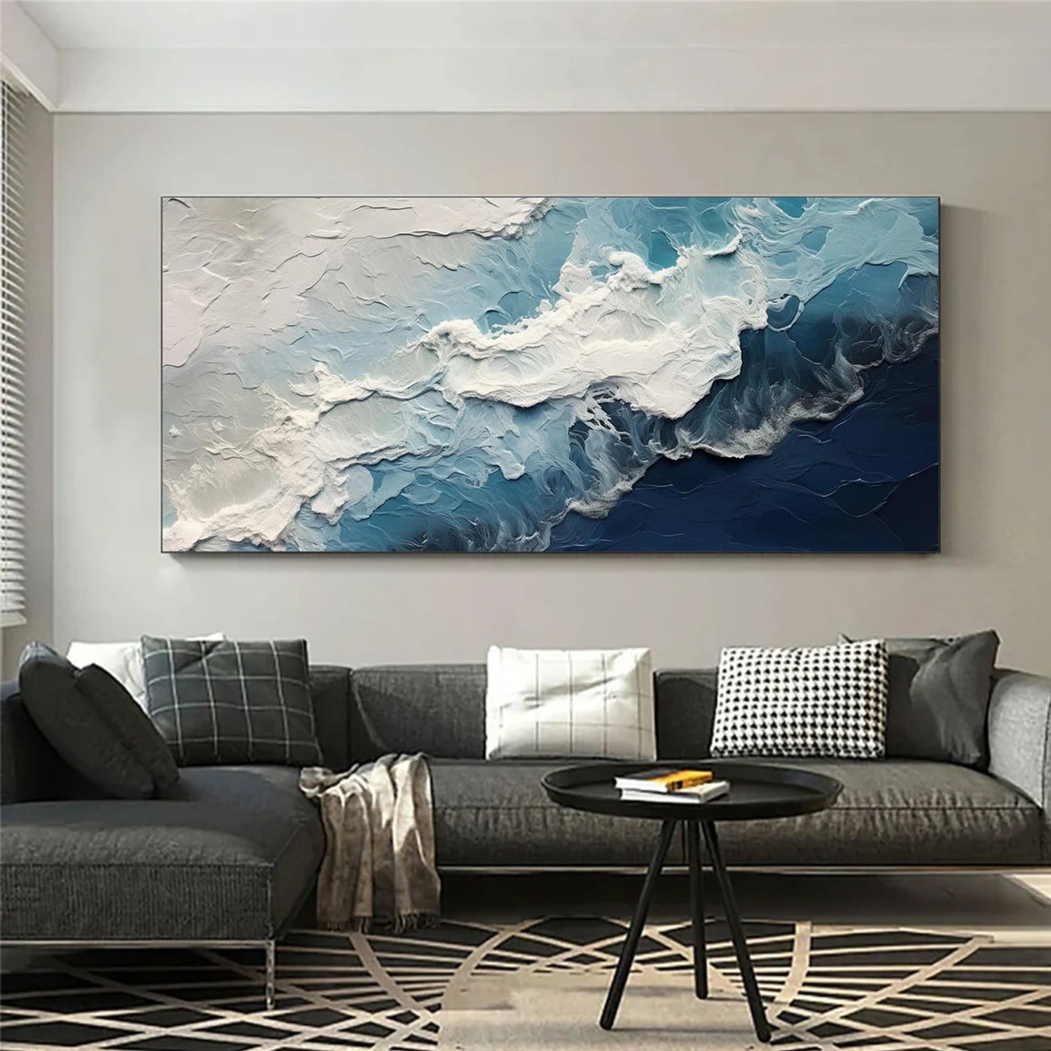 Sky And Ocean Abstract Textured Wall Art #SO396