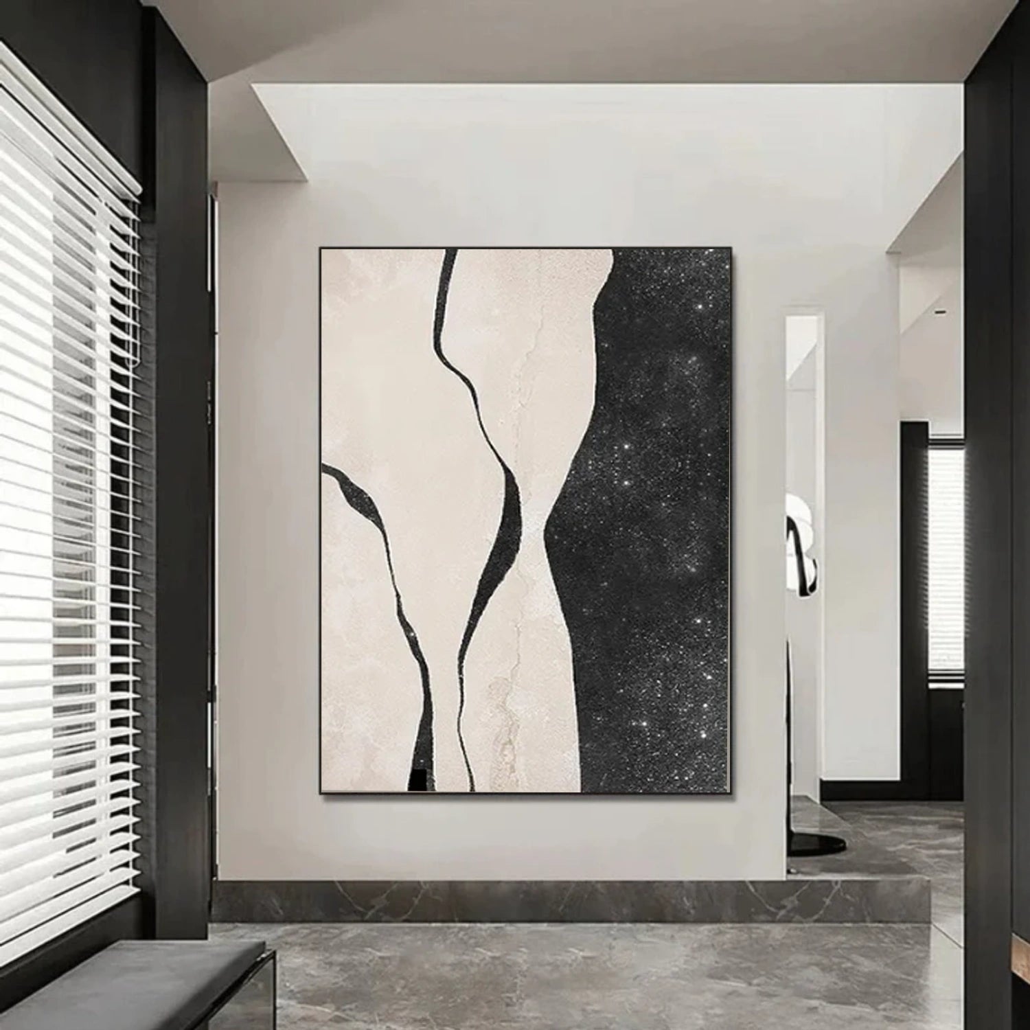 Black and Beige Abstract Wall Art #AW224