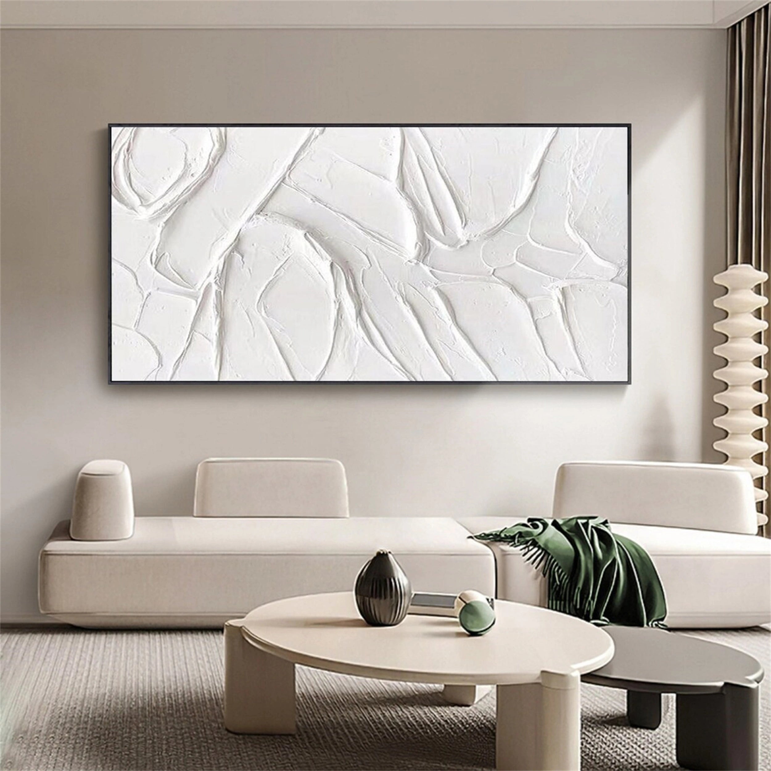 White Textured Minimalist Wall Art #WT068