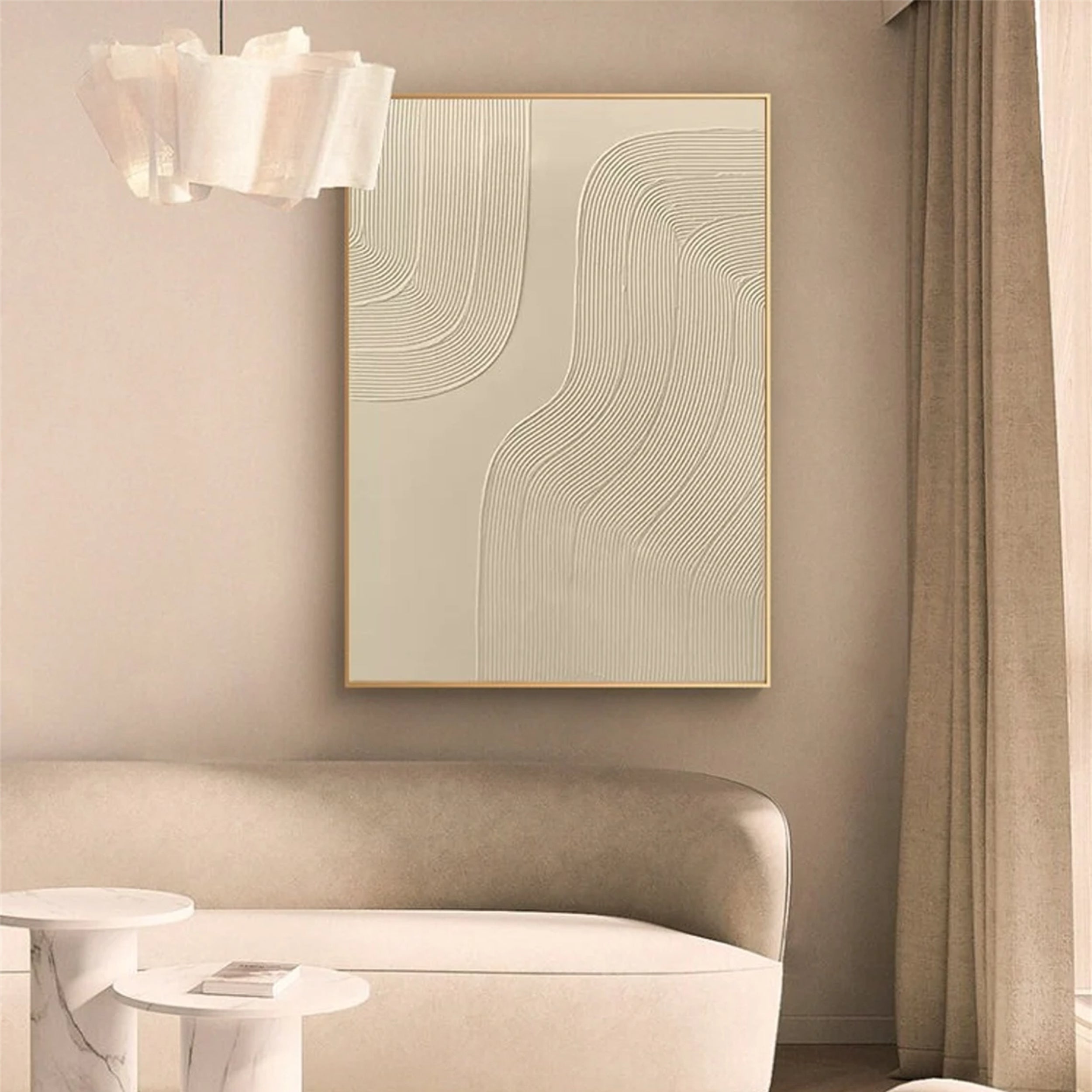 Beige & Brown Textured Minimalist Wall Art #BM008