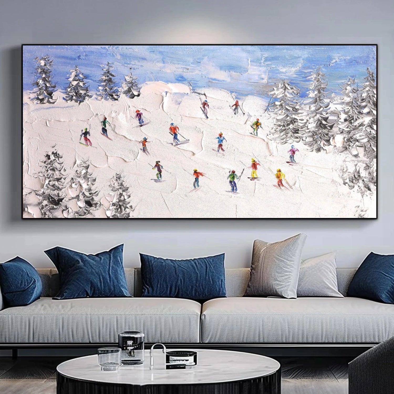 Skiing Sport Textured Wall Art #BA030