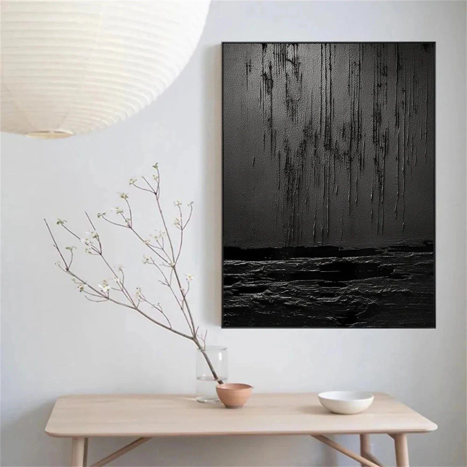 Black Textured Minimalist Wall Art #BT010
