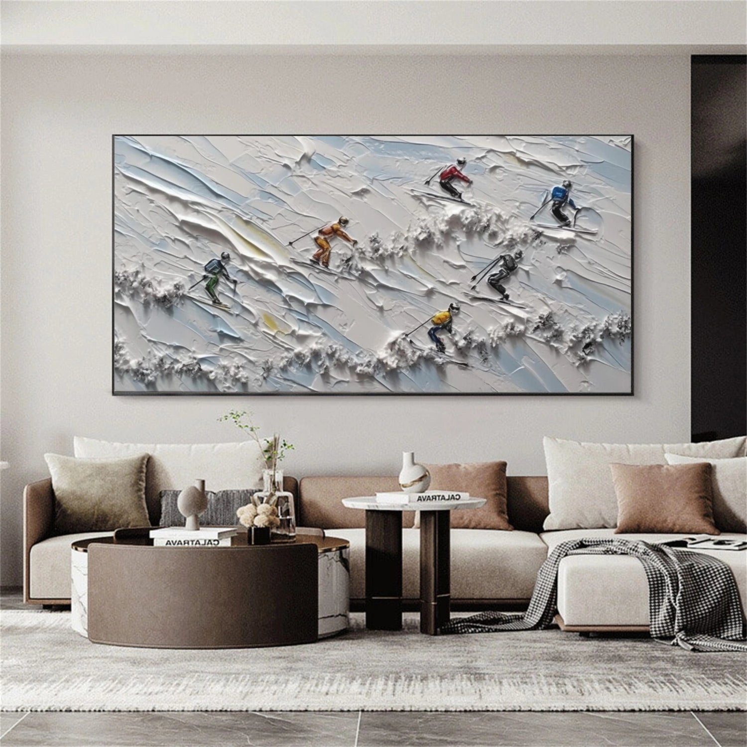 Skiing Sport Textured Wall Art #BA031