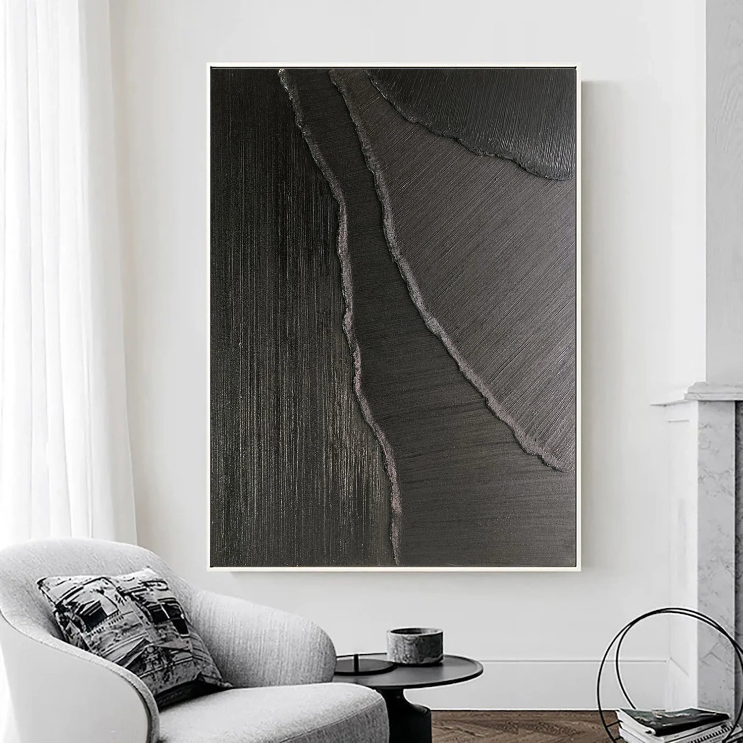 Black Textured Minimalist Wall Art #BT070