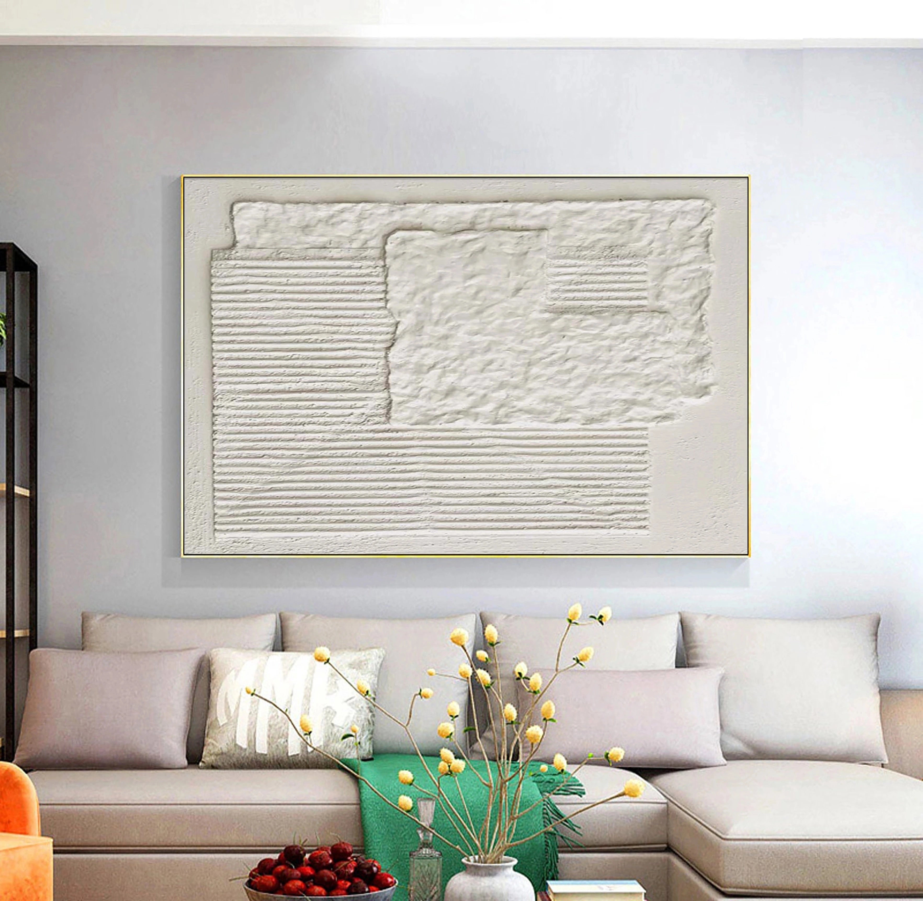 White Textured Minimalist Wall Art #WT035