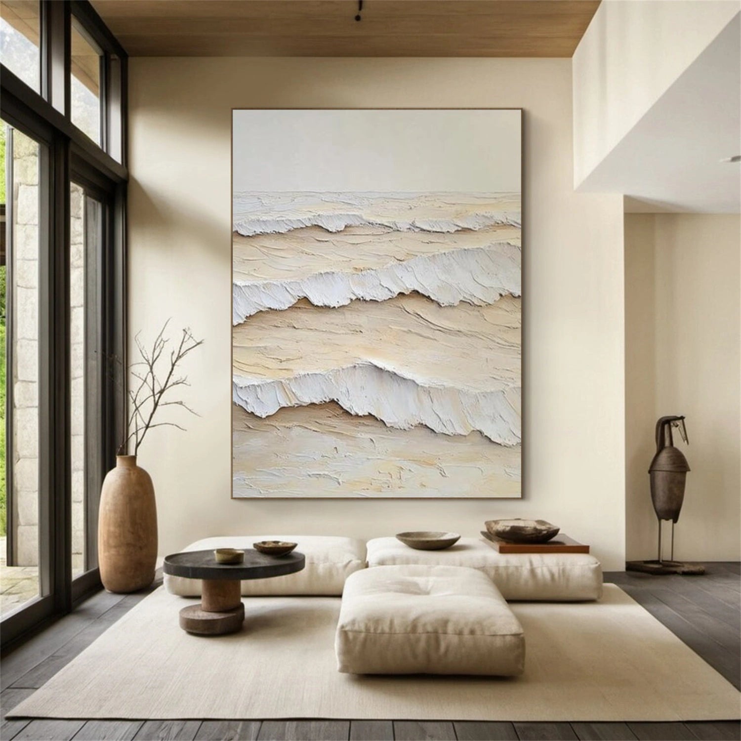 Sky And Ocean Abstract Textured Wall Art #SO373