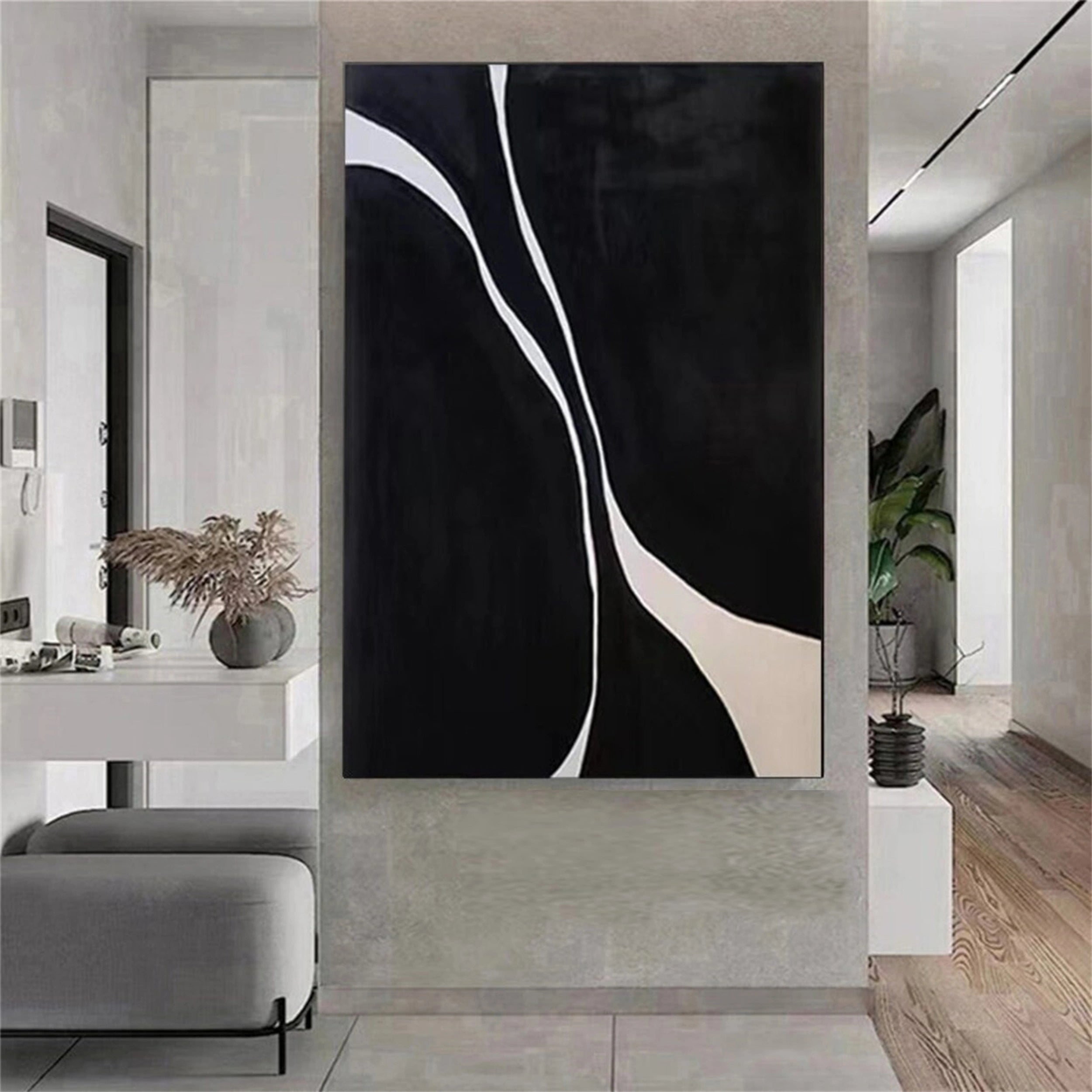 Black Textured Minimalist Wall Art #BT040